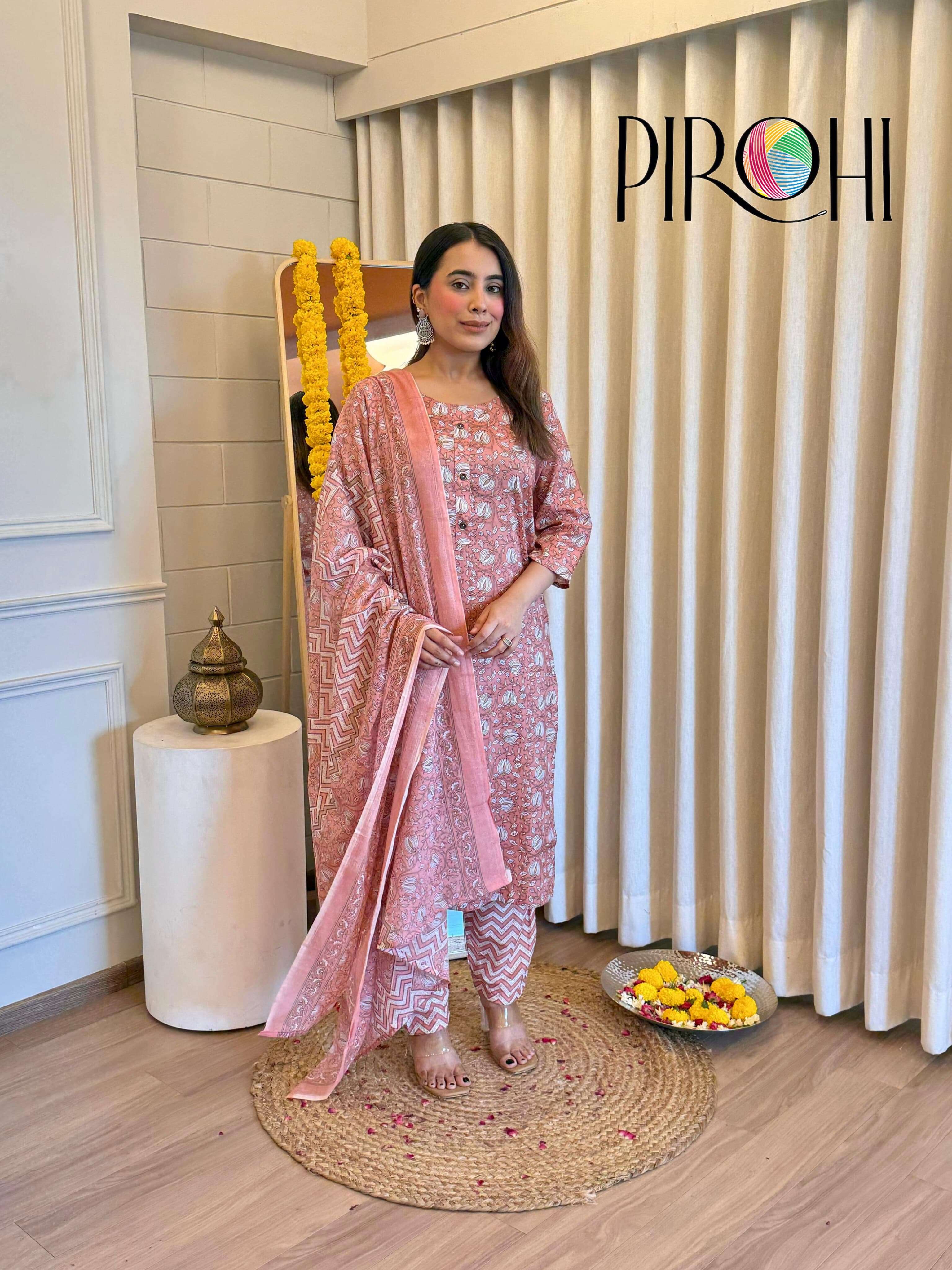 PIROHI RADHA COTTON PRINT SUIT WITH POCKET PANT WHOLESALE  