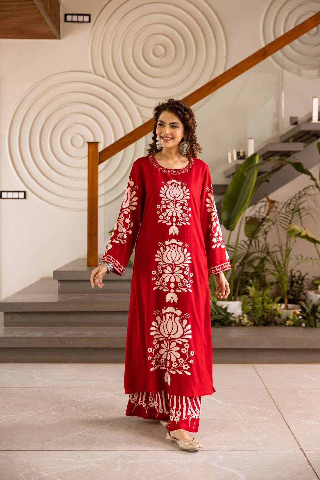 PURE RAYON DESIGER A LINE KURTI WITH POCKET AND PALAZZO SET ...