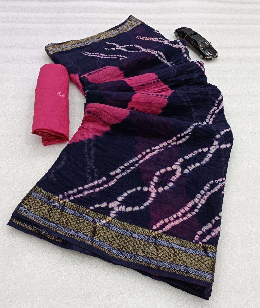 REGULAR MULMUL COTTON BANDHEJ PRINT SAREE SUPPLIER ONLINE VF