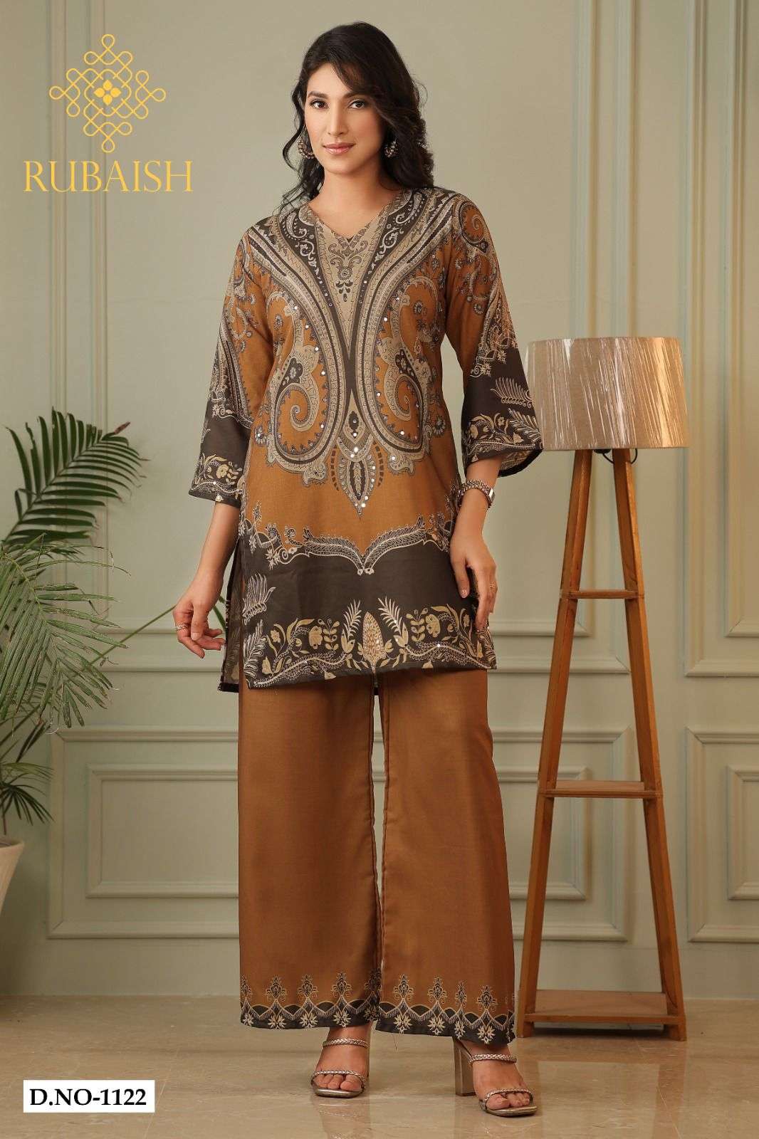 RUBAISH WESTERN JAIPUR PATTERN COTTON CORD SET FOR WOMEN RES...