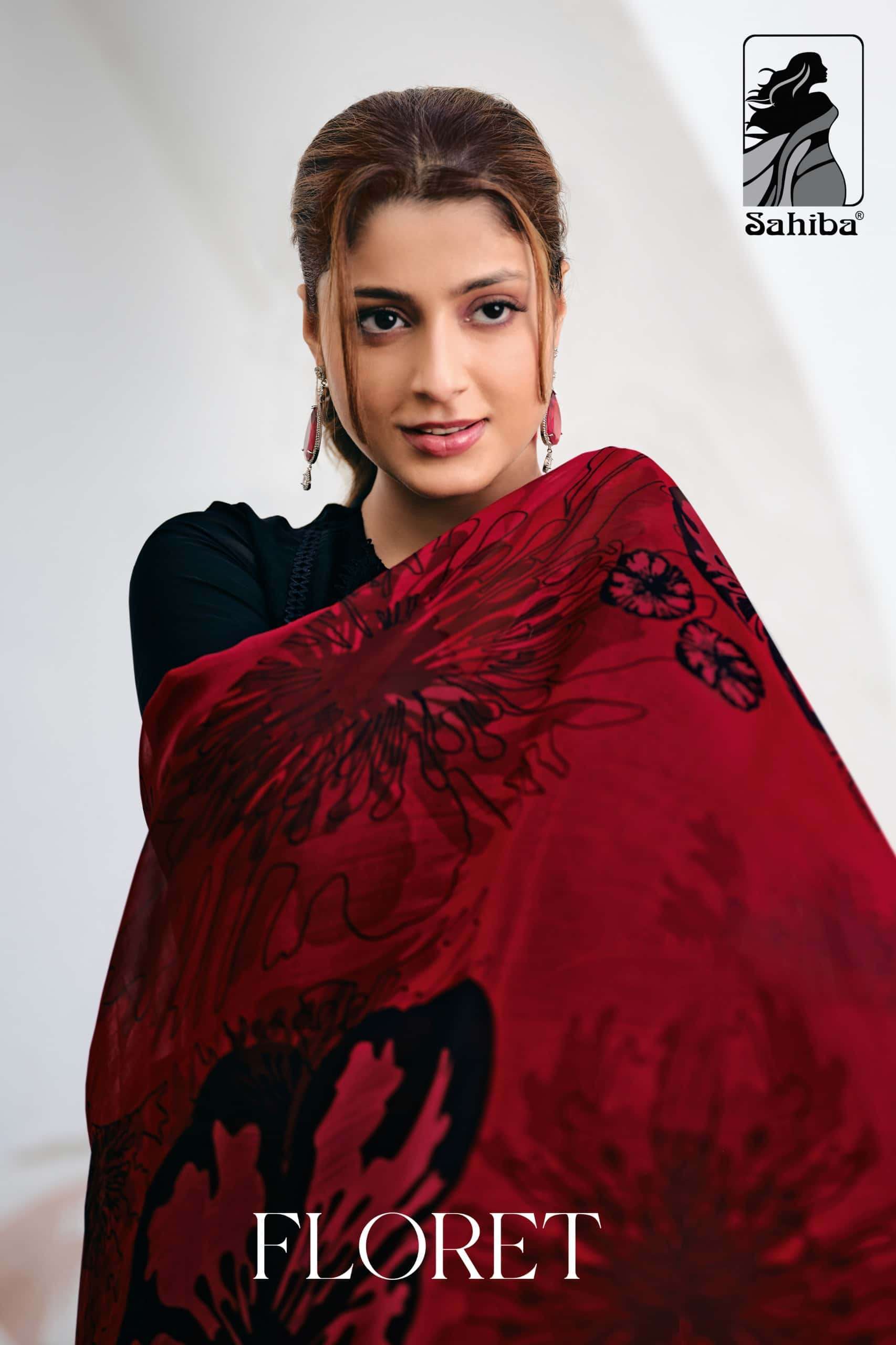 SAHIBA FLORET DESIGNER WORK ORGANZA SILK PALAZZO SUIT SUPPLI...