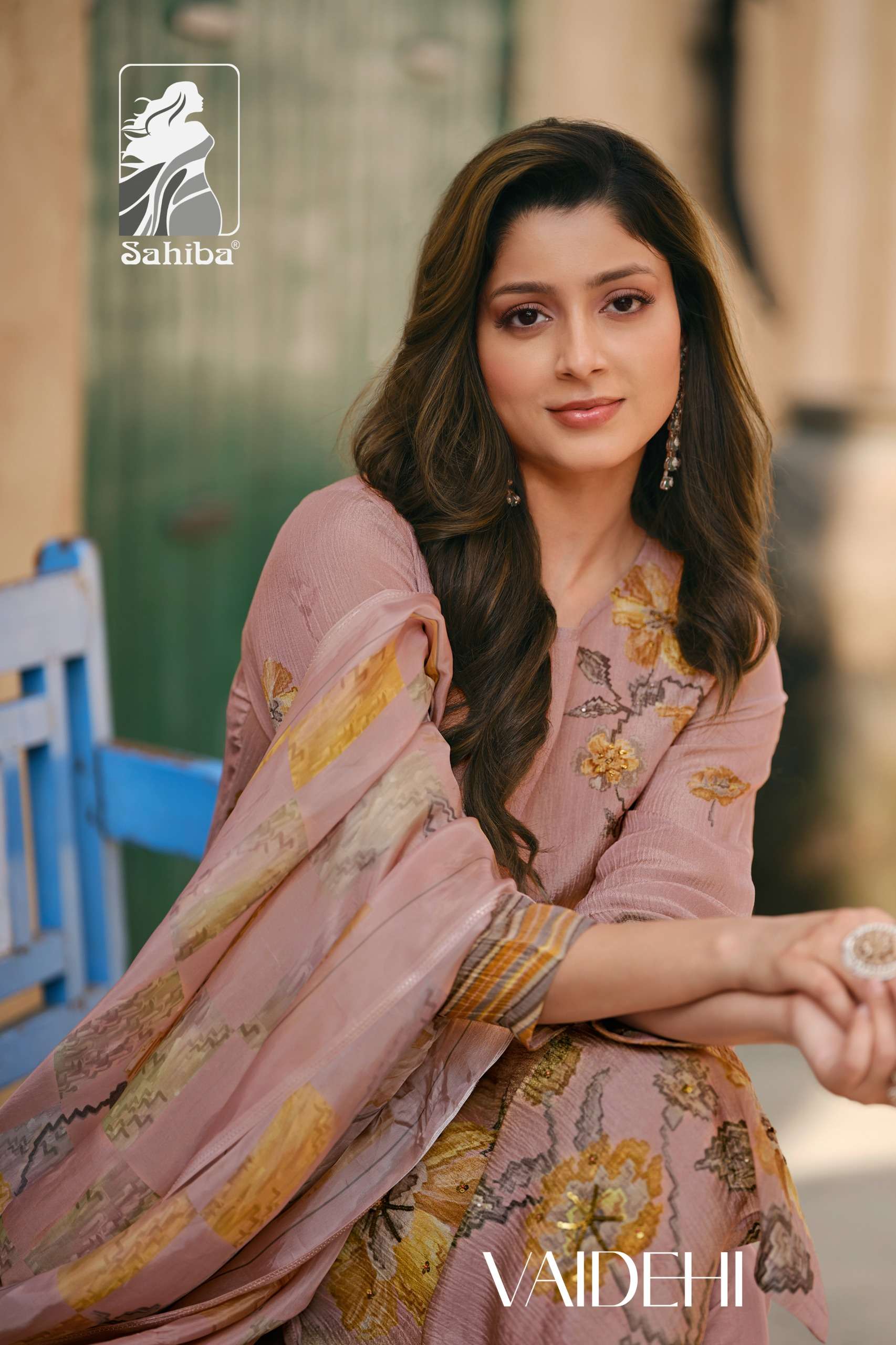 SAHIBA VAIDEHI SIMMER TISSUE CRUSH DESIGNER DRESS MATERIAL W...