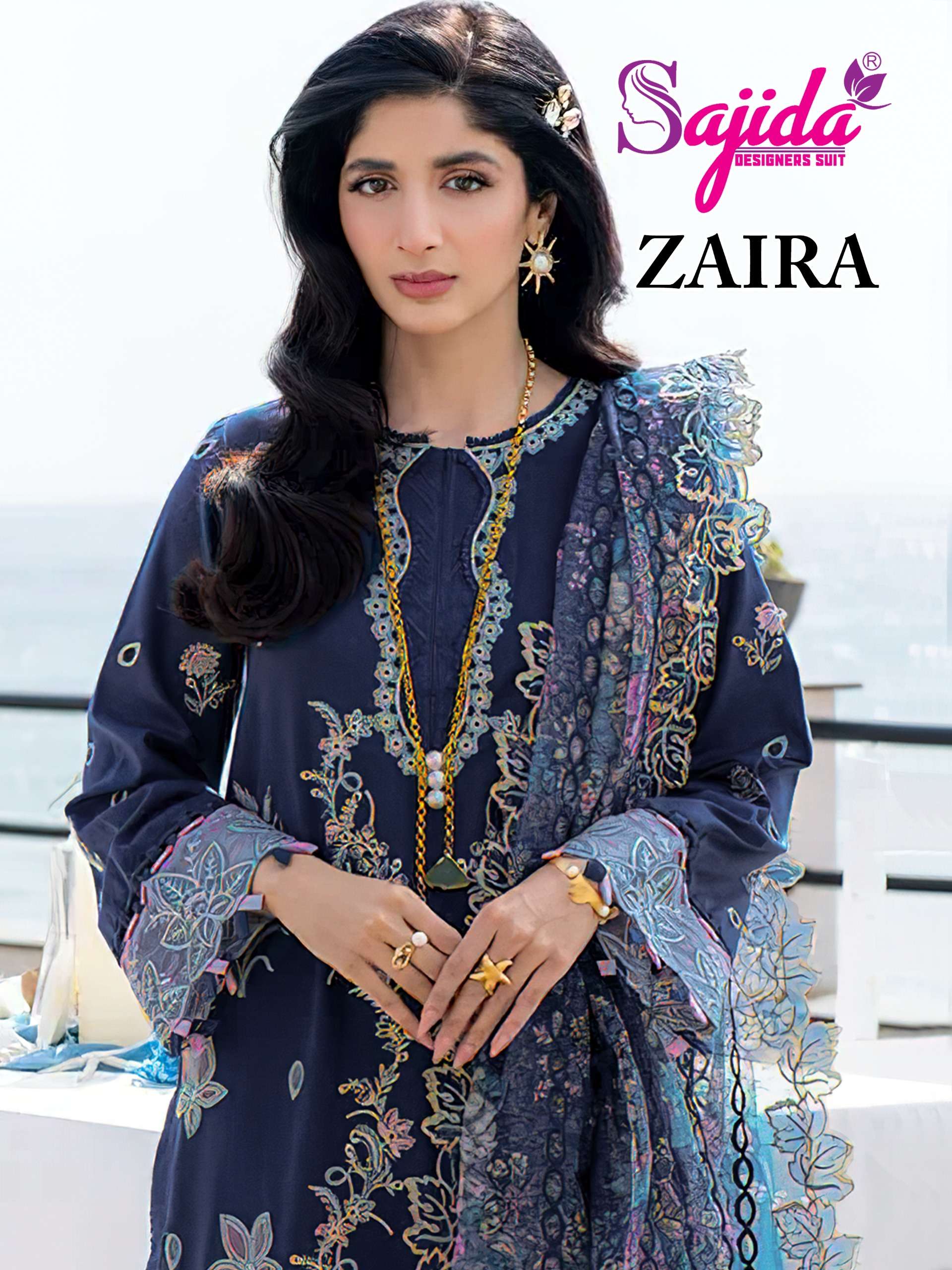 SAJIDA ZAIRA 1054 & 1056 PAKISTANI COTTON WITH HEAVY WORK SU...