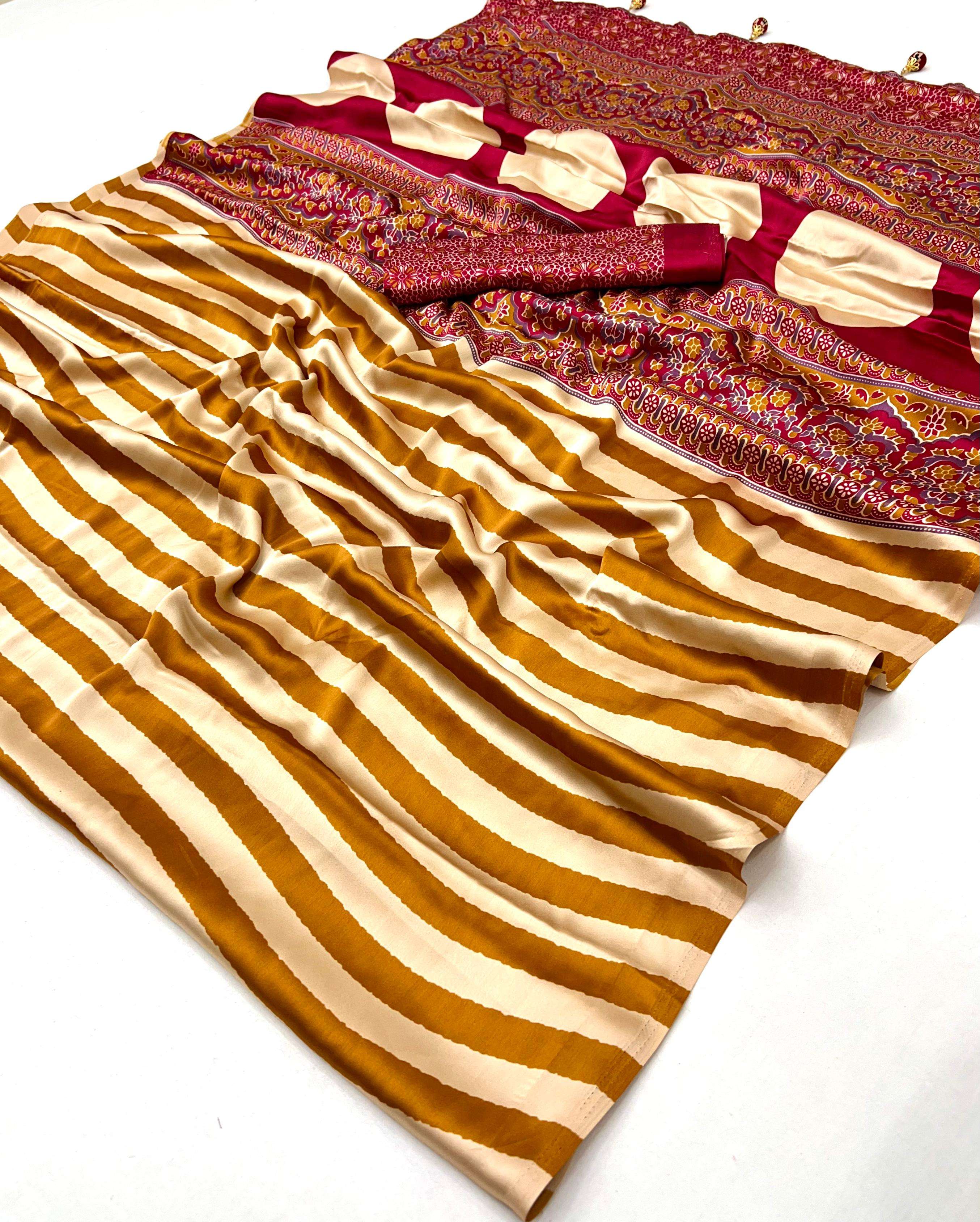 Satin Silk Ajrakh Design luxury saree best collection Gn