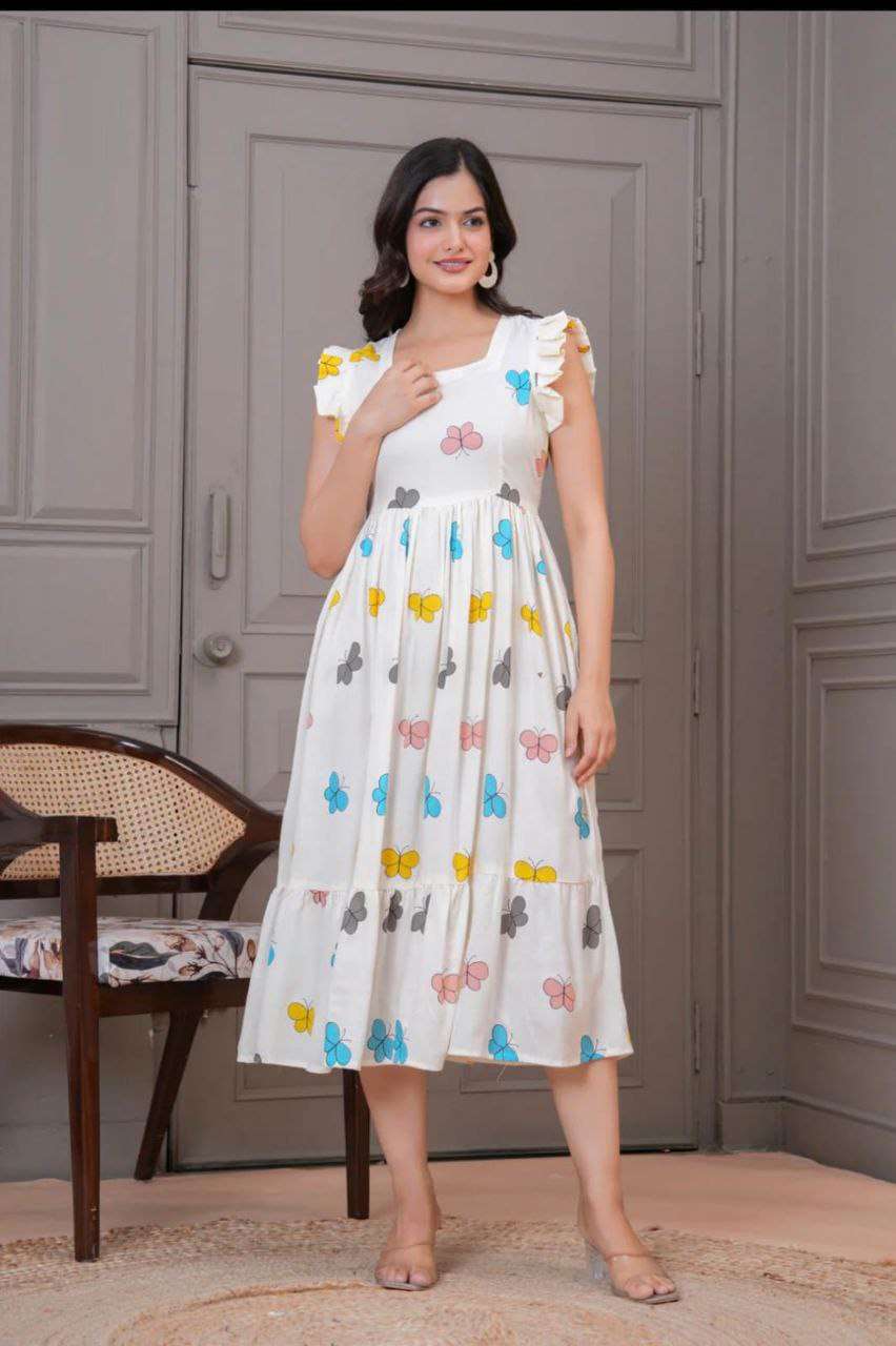 SHOWROOM PIECE MULTICOLOR BUTTERFLY ONE PIECE FROCK DEALER R...