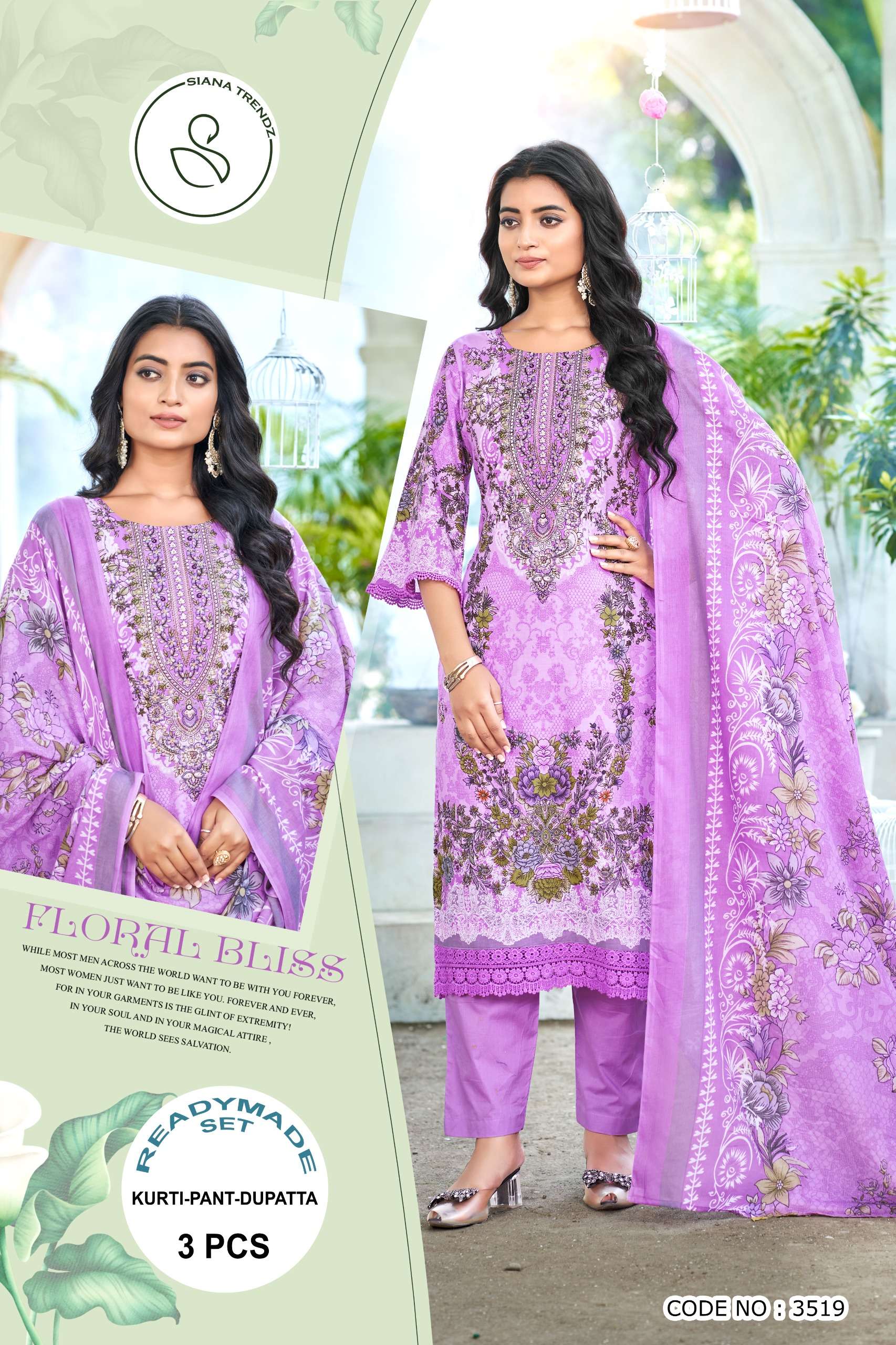 SIANA TRENDZ JAIPUR PRINT COTTON READYMADE LADIES SUIT FOR W...