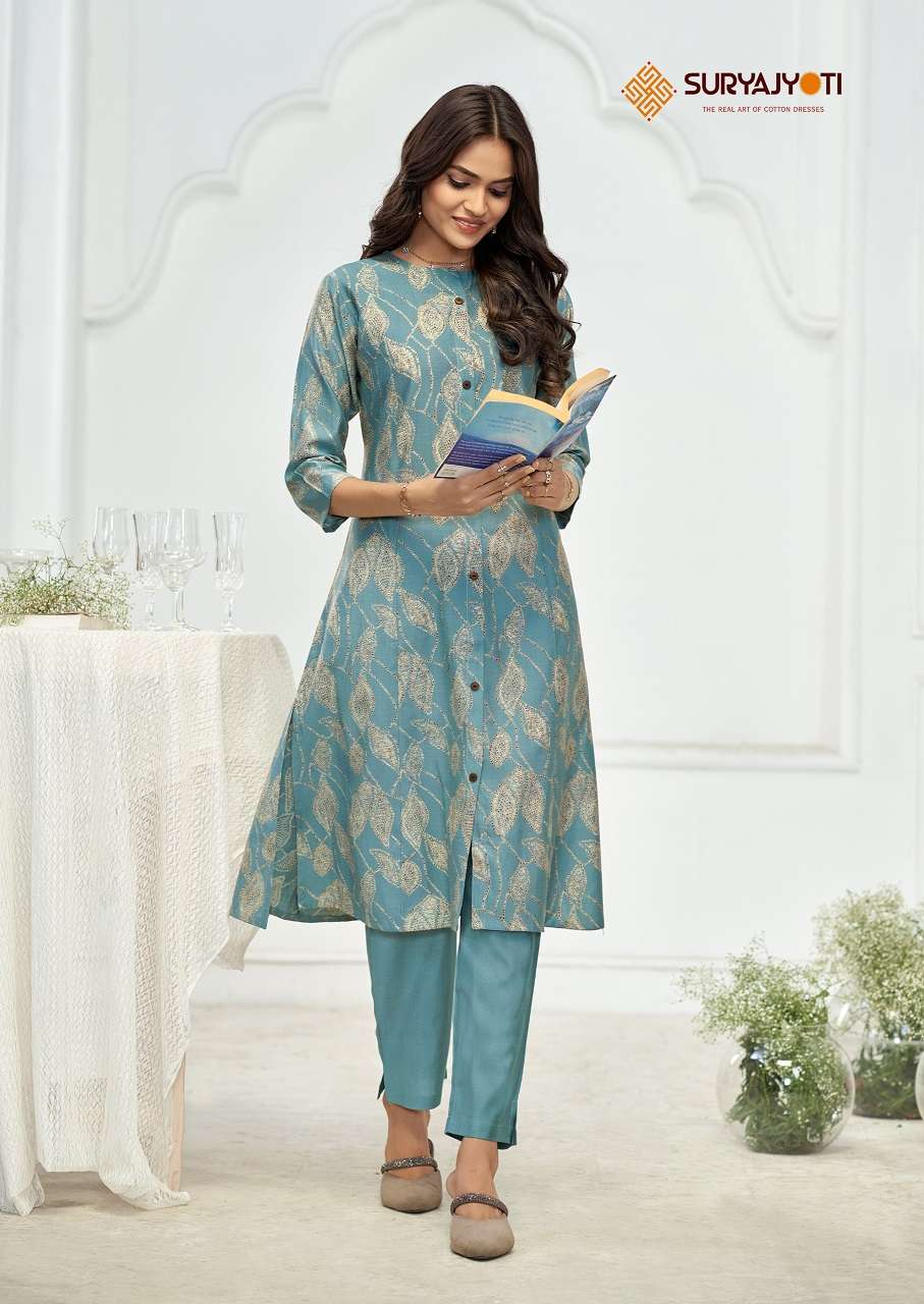 SURYAJYOTI NIMISHA VOL 1 ALINE KURTI PANT CORD SET FASHION E...