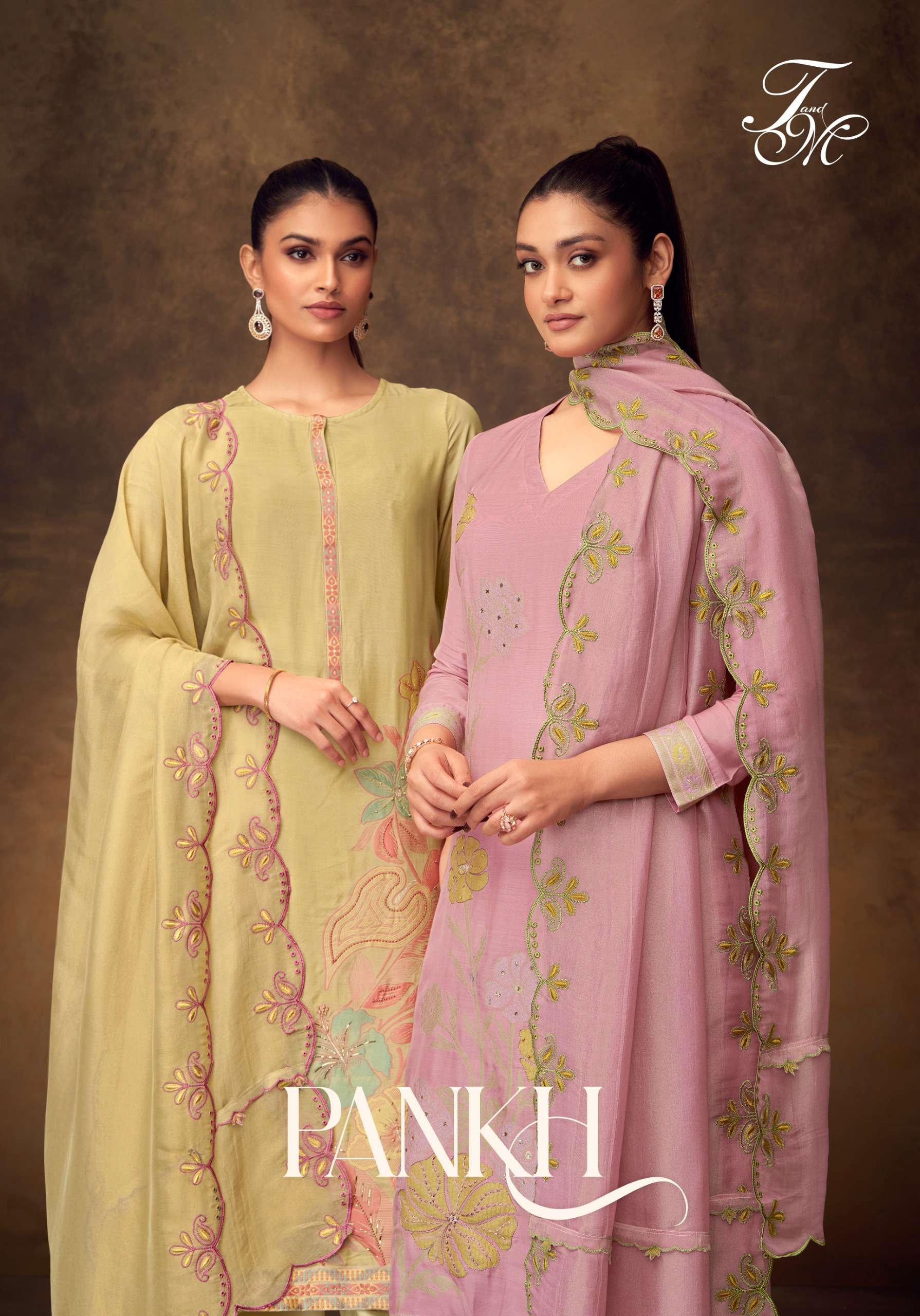 T & M PANKH PAKISTANI STYLE MUSLIN FANCY JAQUARD DYED SALWAR...