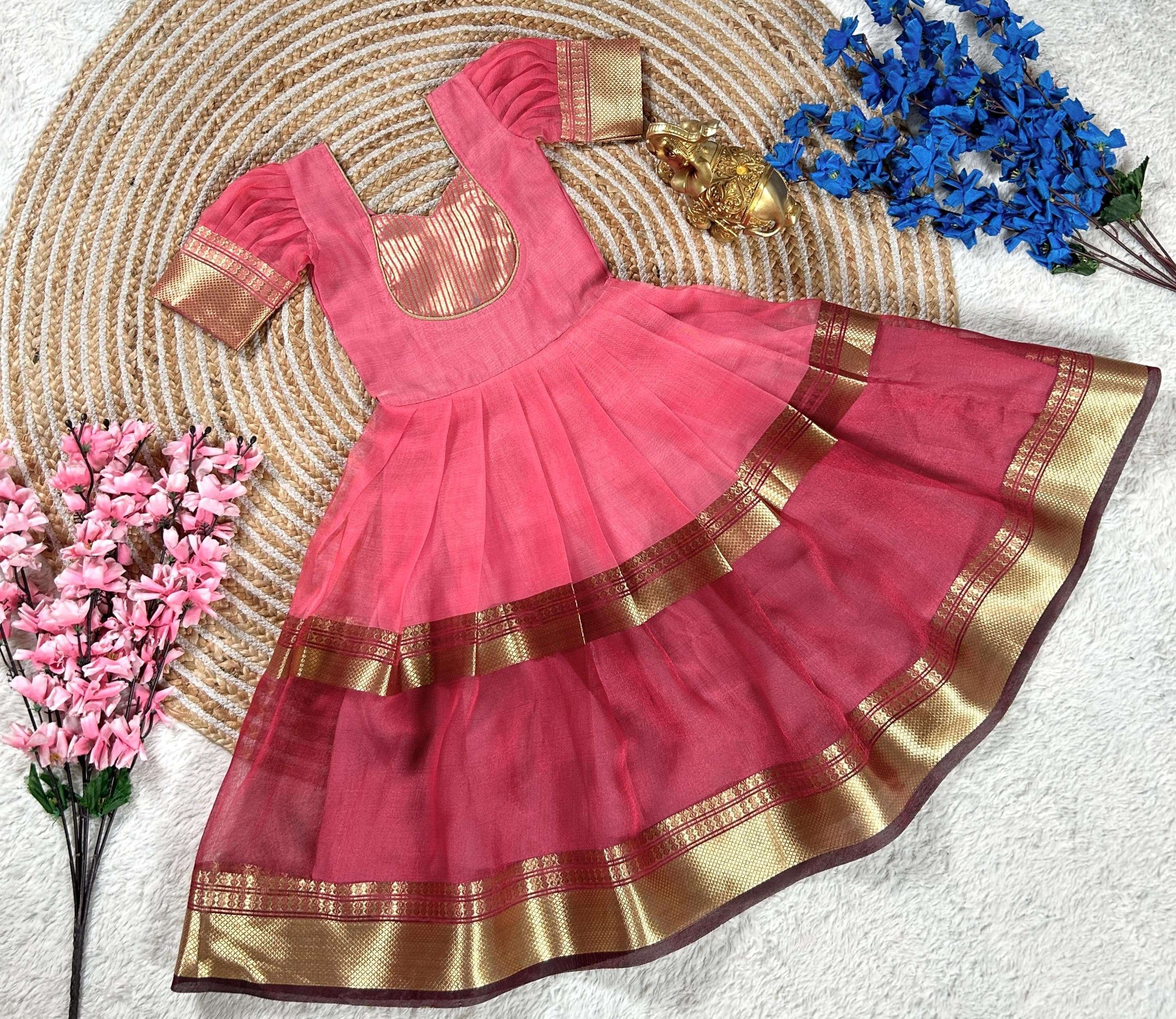 TUSSER SILK TRADITIONAL LOOK KIDS SPECIAL FANCY GOWN COLLECT...
