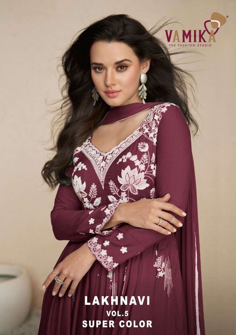 VAMIKA TM LAKHNAVI VOL 5 1027 RAYON LAKHNAVI ANARKALI KURTI ...