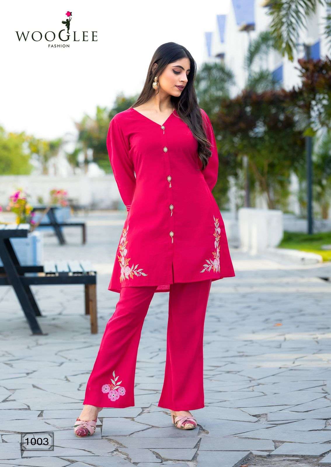 WOOGLEE STHETICA CASUAL RAYON CORD SET PLAIN PATTERN DAILY W...