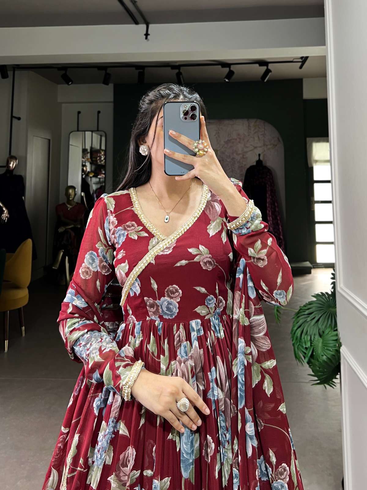 ynf 5103 MAROON SHADES MARBAL PRINTED FANCY LOOK READYMADE S...