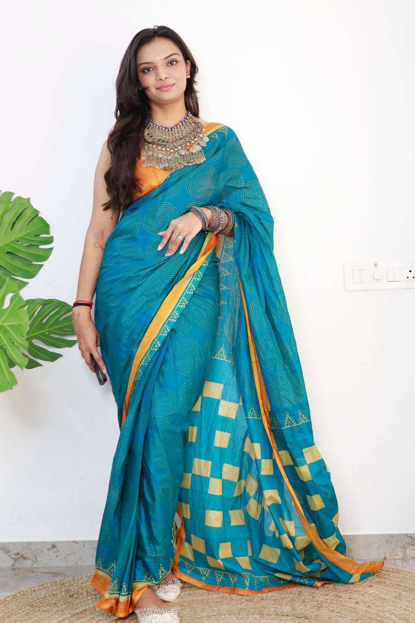 119 PARV 2 RAKHI FESTIVAL PURE COTTON BAGRU BANDHANI PRINT S...
