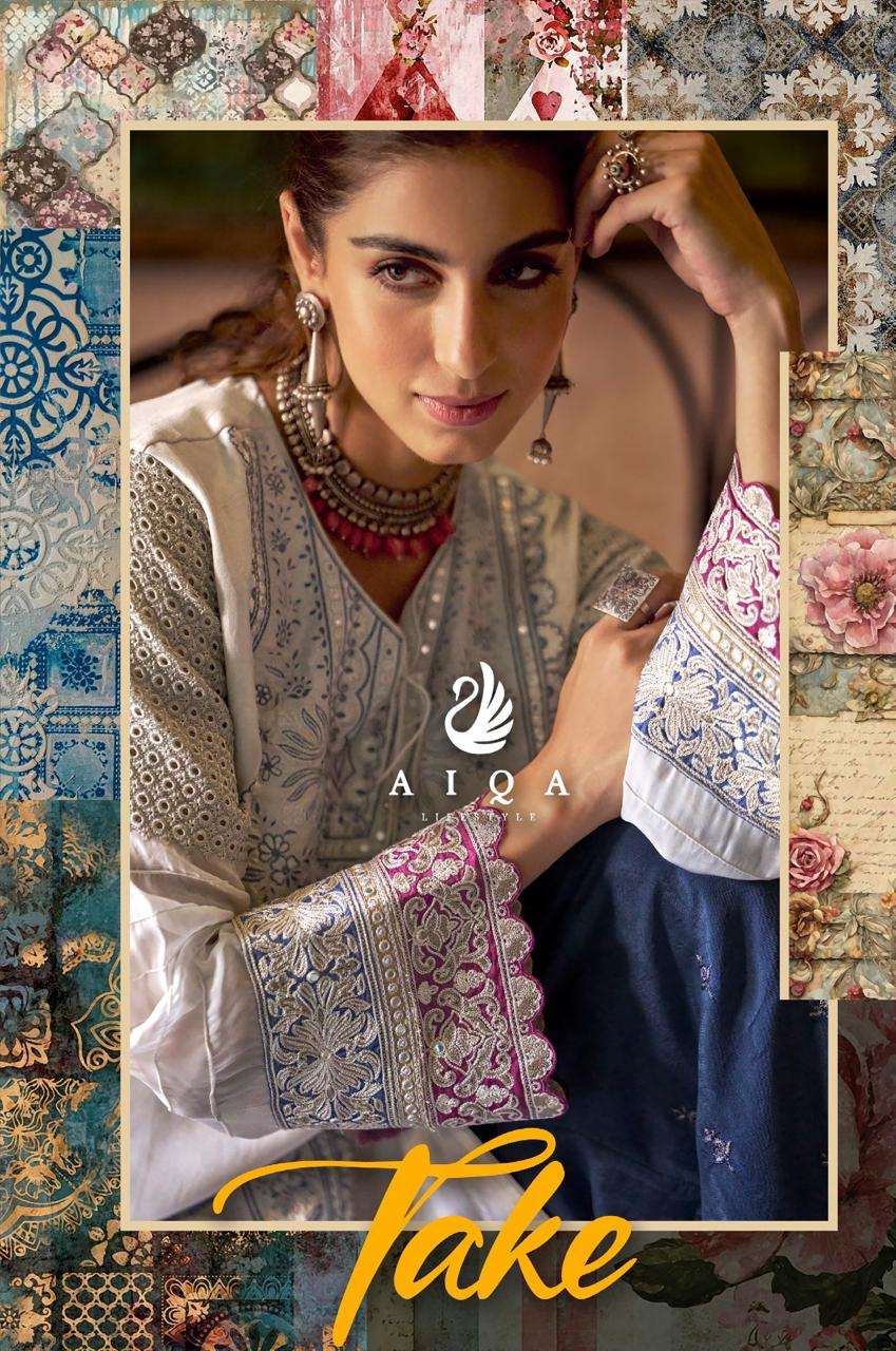 AIQA TAKE LUXURY OUTFIT RASSIYAN SILK FANCY WORK SUIT COLLEC...