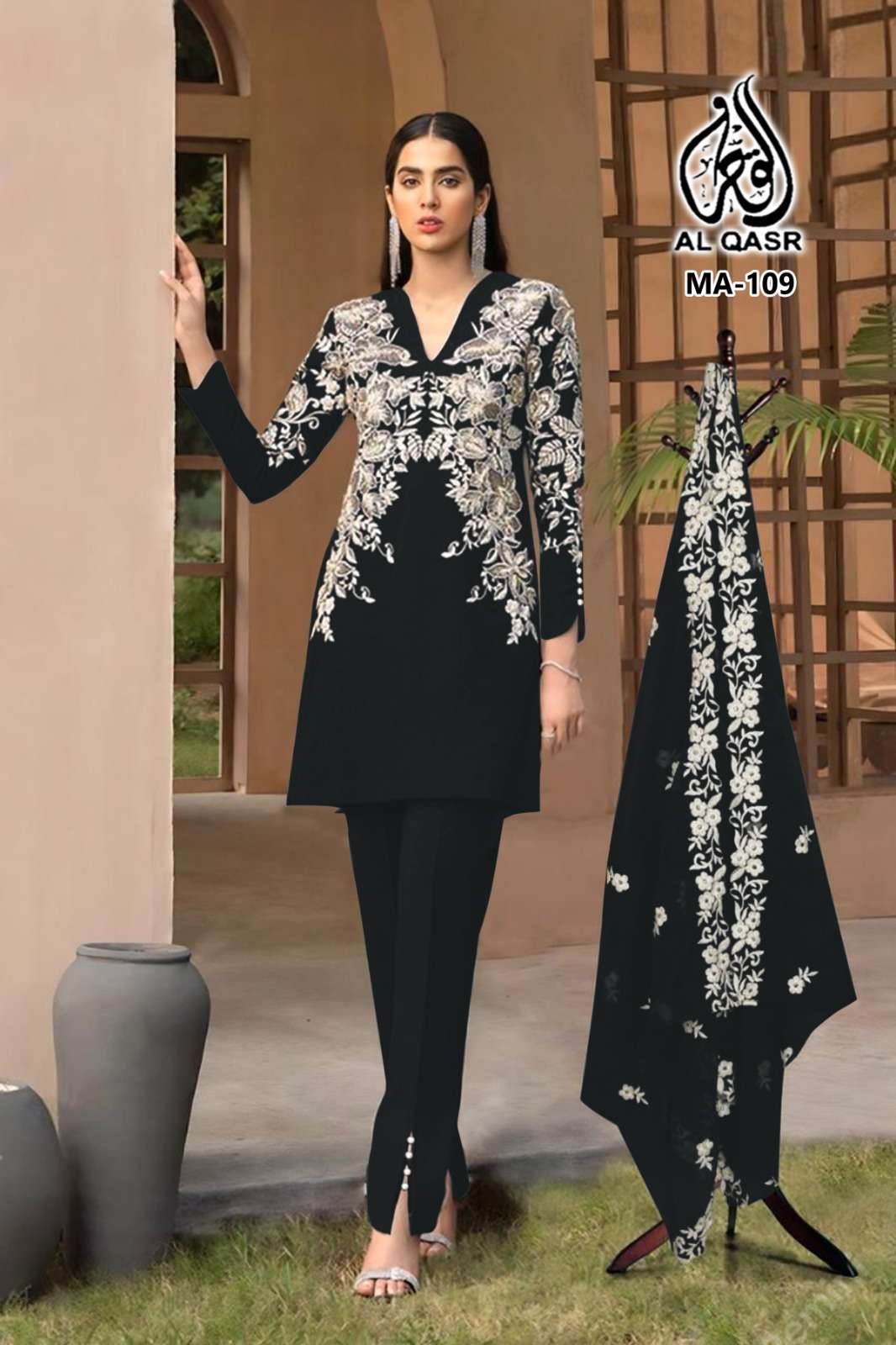 AL QASR MA 109 PAKISTANI STYLE EMBROIDERY CORD SET WEDDING C...