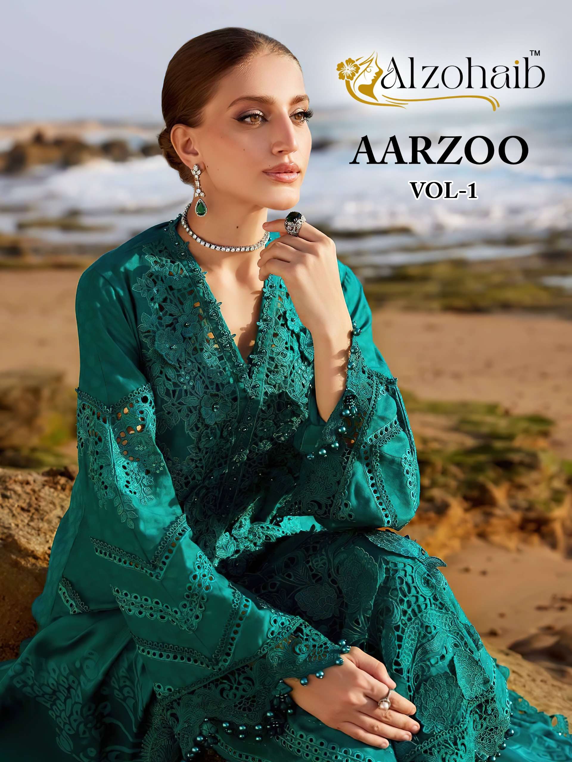 AL ZOHAIB AARZOO VOL 1 AZ 1306 TO 1310 COTTON FABRIC HEAVY E...