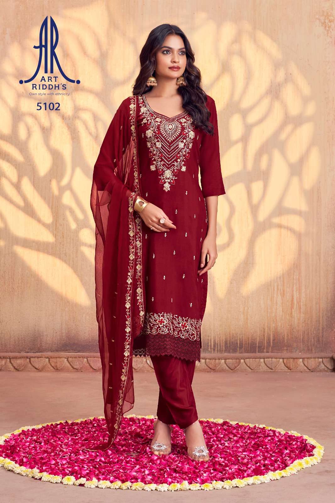 ART RIDDHS VISCOSE READYMADE EMBROIDERY SUIT COLLECTION ONLI...