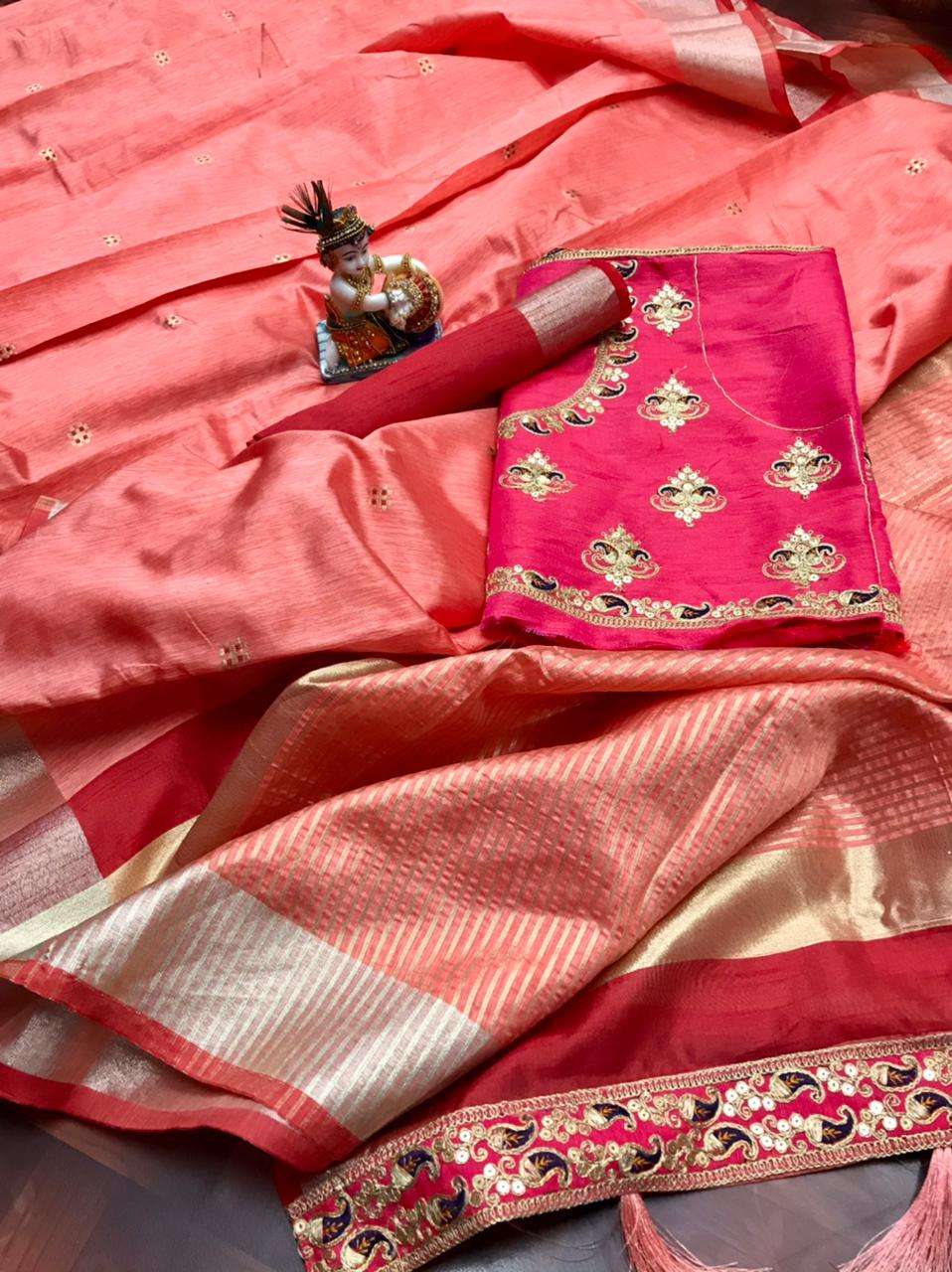 CHARMI POOJA FESTIVAL BANARASI SOFT COTTON SILK SAREES COLLE...