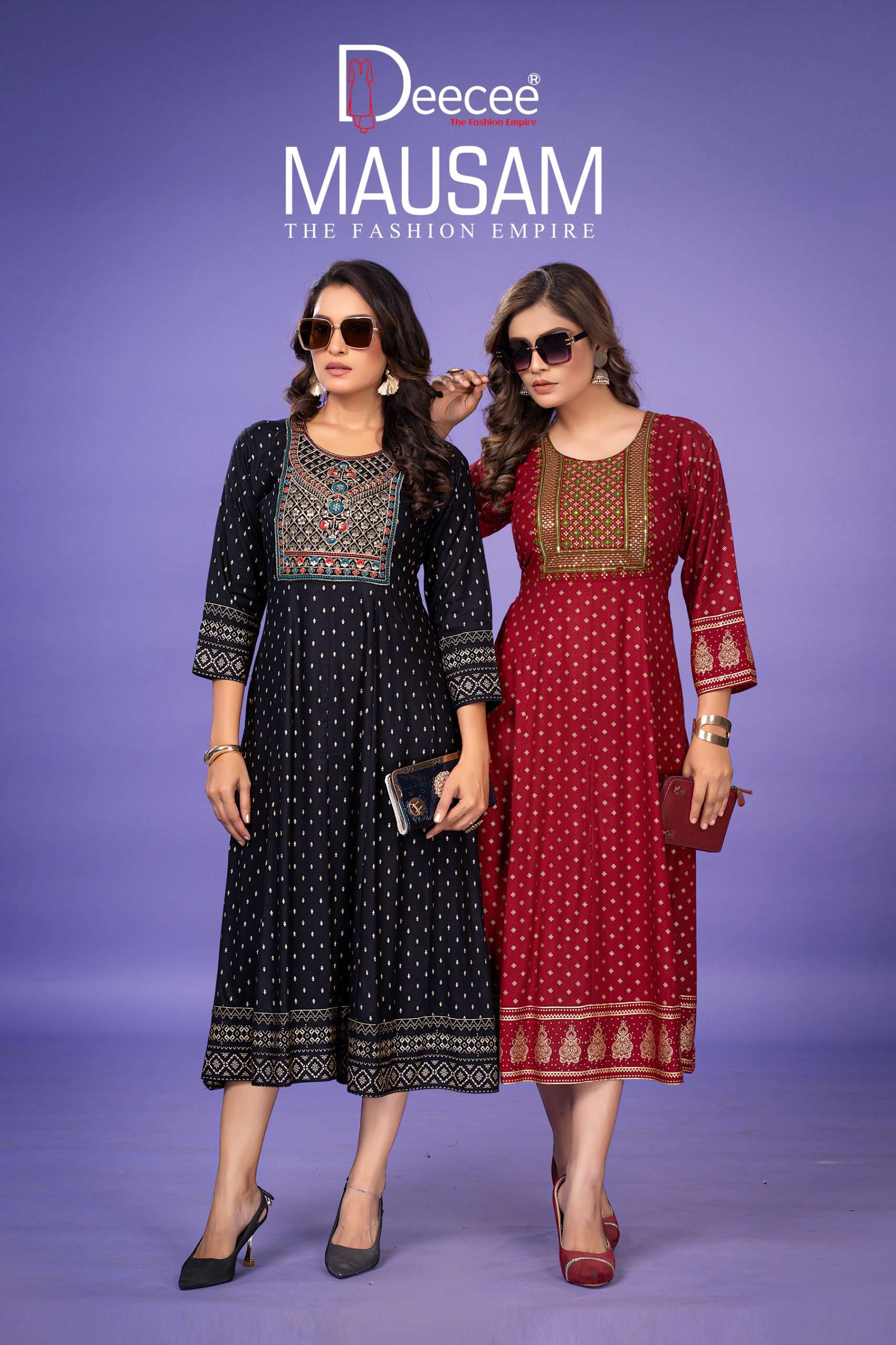 DEECEE MAUSAM HEAVY RAYON FOIL PRINT KURTI COLLECTION ETHNIC...
