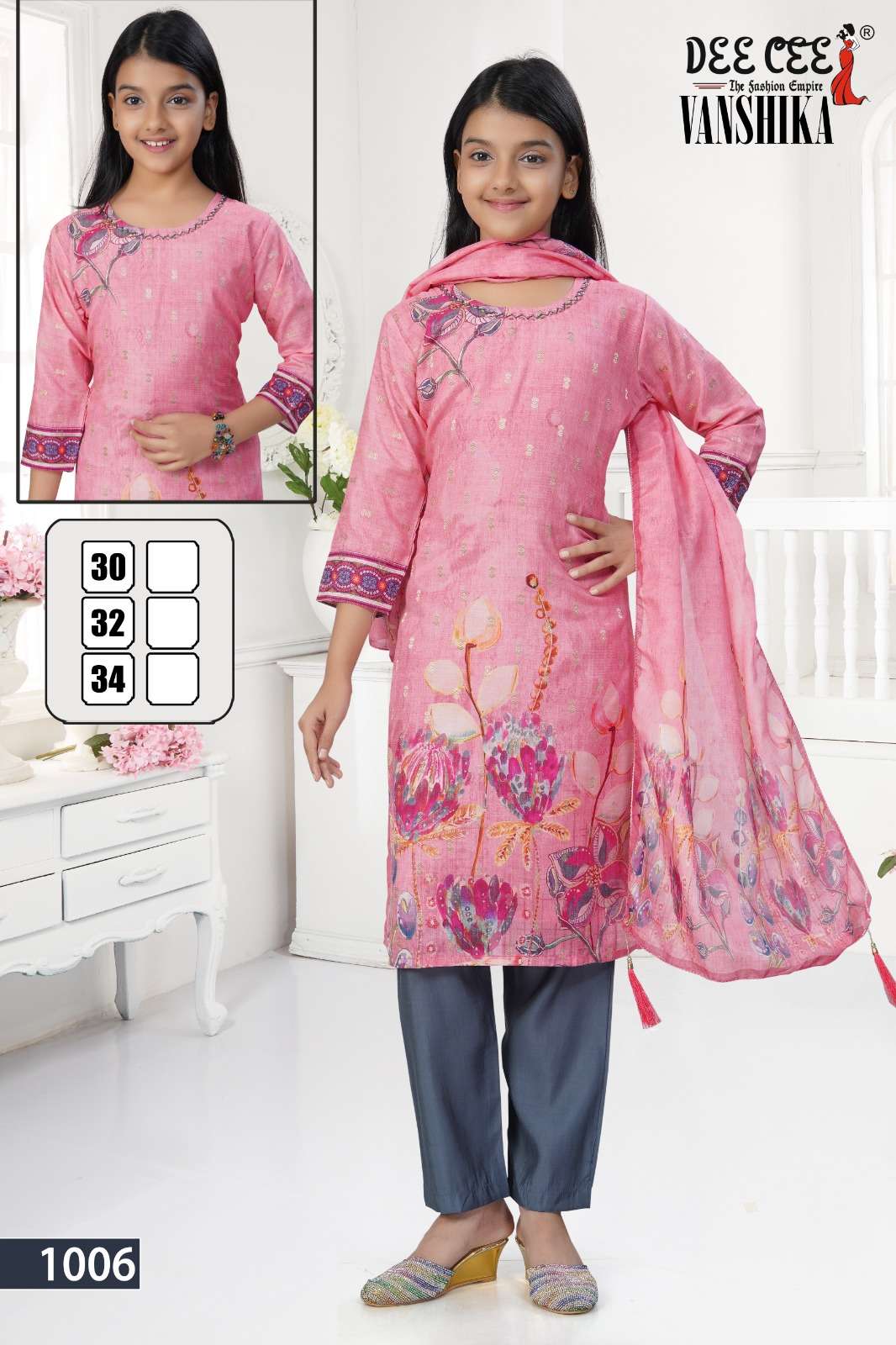 DEECEE VANSHIKA LITTLE GIRLS SUIT CHANDERI SILK SUIT COLLECT...
