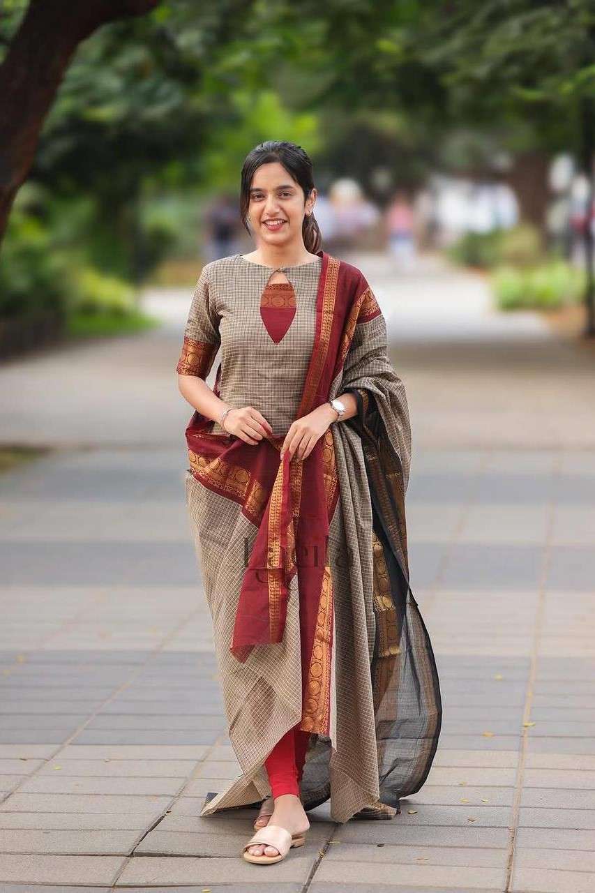 FESTIVAL DESI STYLISH OUTFIT LICHI JACQUARD PRINT SUIT FOR S...