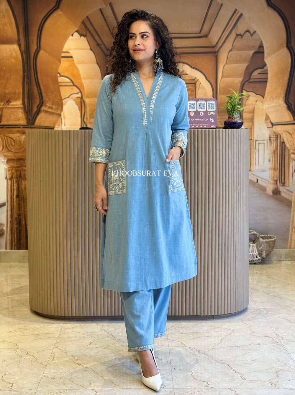 FESTIVAL WESTERN WEAR COTTON EMBROIDERY CORD SER SIDE POCKET...