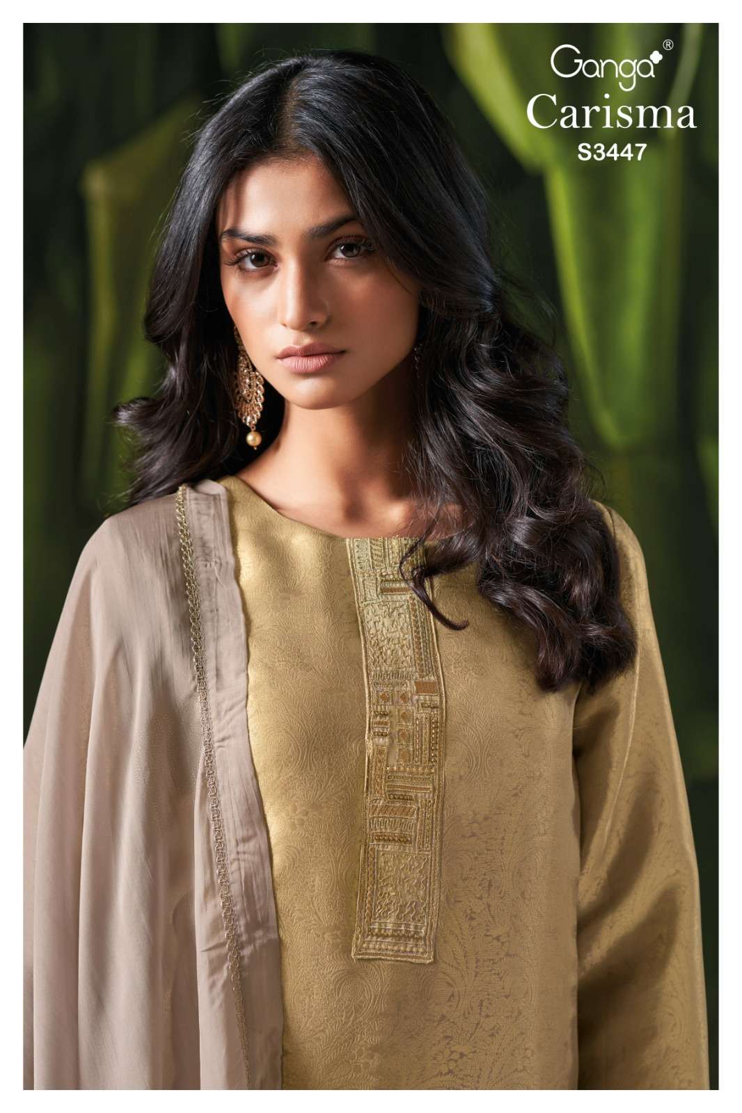 GANGA CARISMA 3447 BEMBERG SILK JACQUARD WORK SUIT EXCLUSIVE...