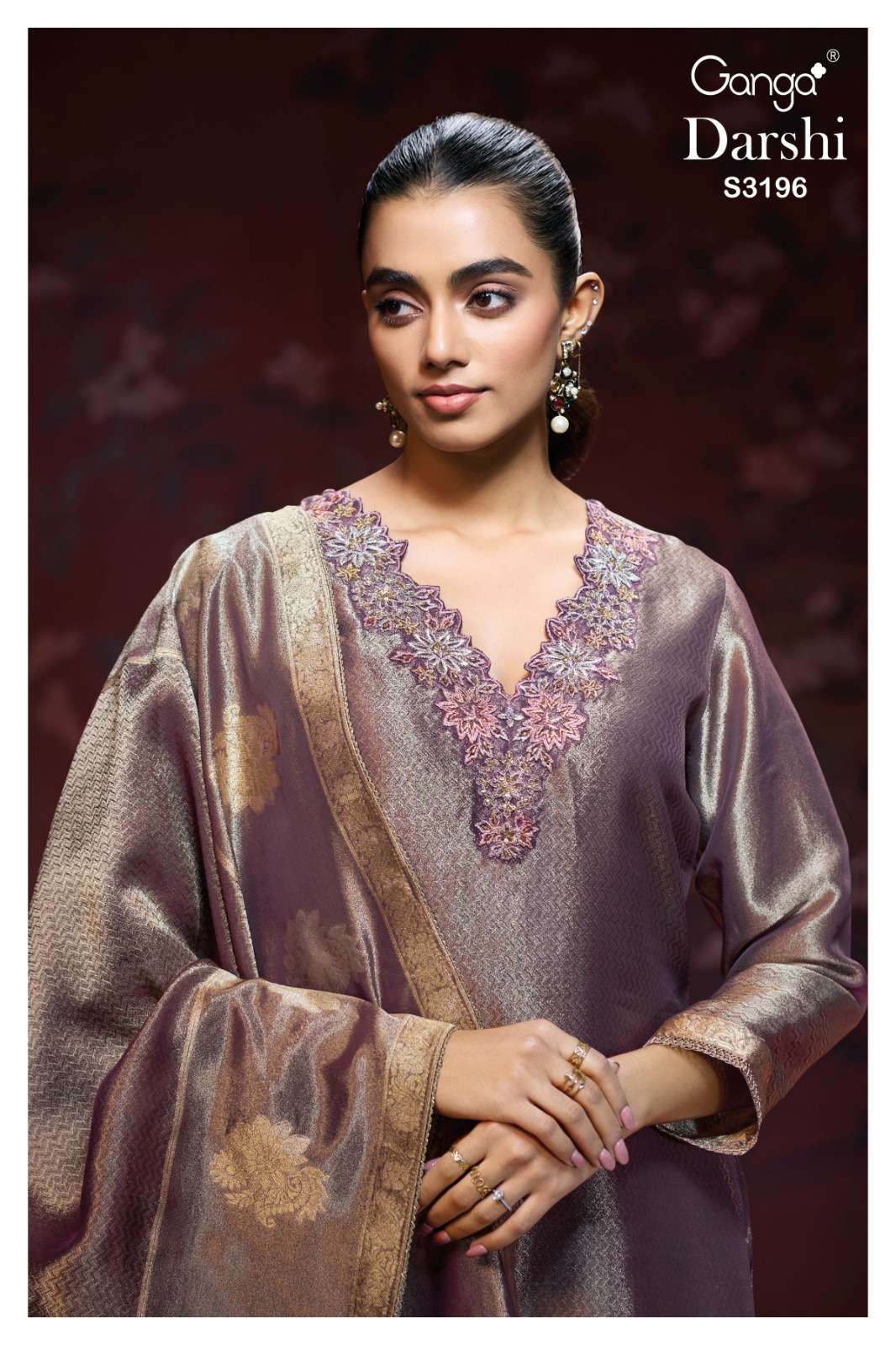 GANGA DARSHI 3196 PURE BEMBERG SILK JACQUARD SALWAR SUIT LAT...