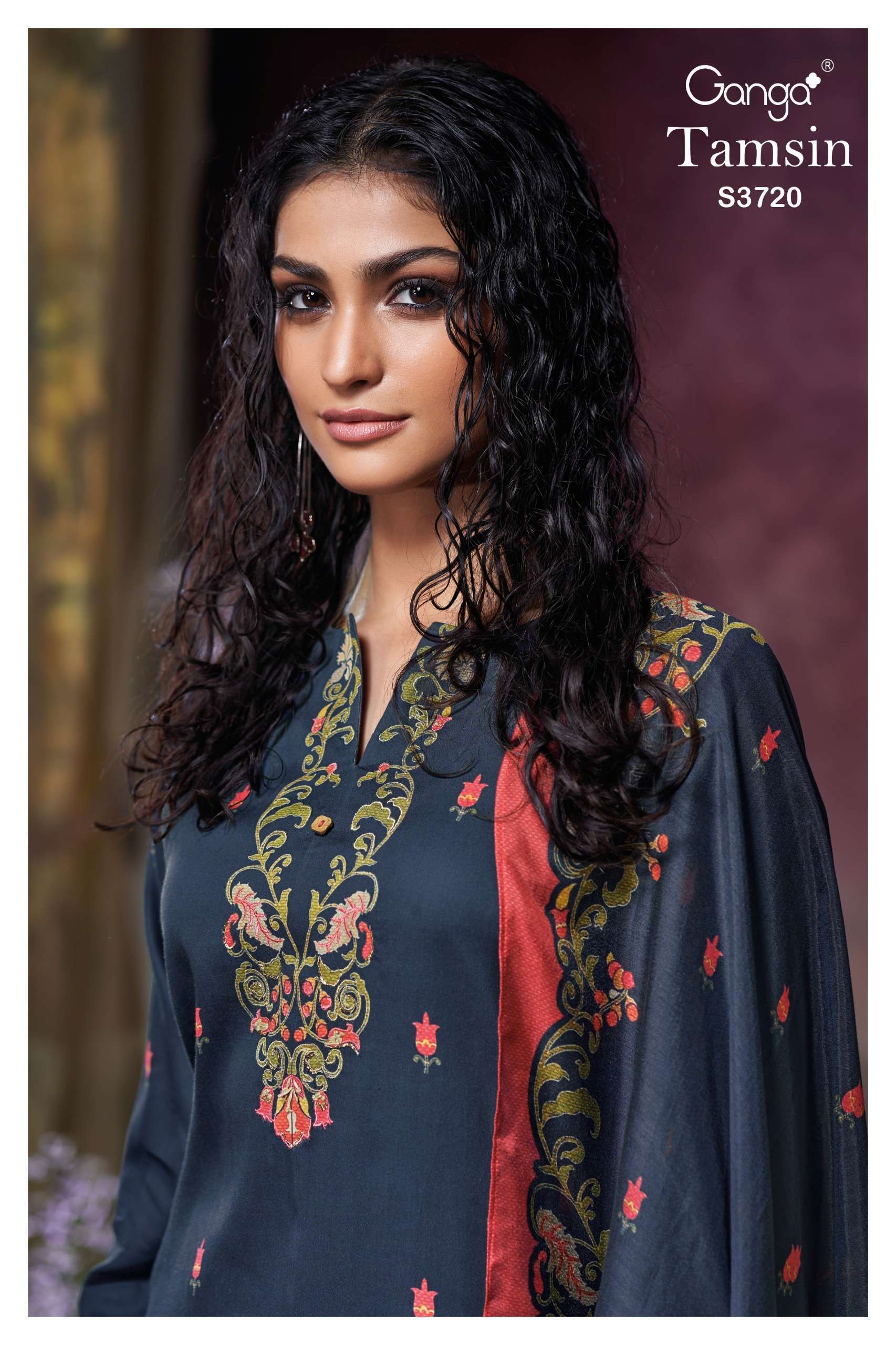 GANGA FASHION TAMSIN 3720 FANCY COTTON SATION SUIT LADIES EX...