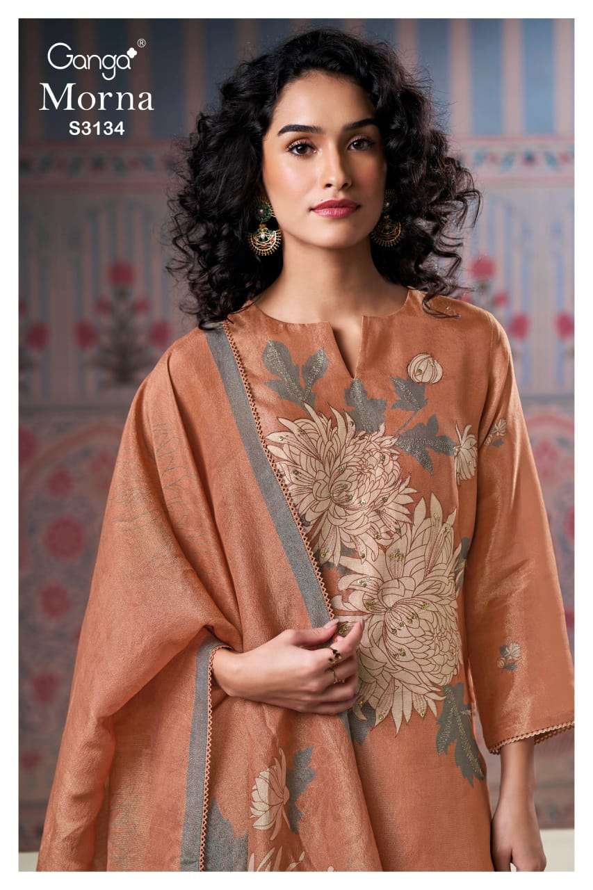 GANGA MORNA 3134 LUXURY STYLE OUTFIT BEMBERG GADWAI SILK SUI...
