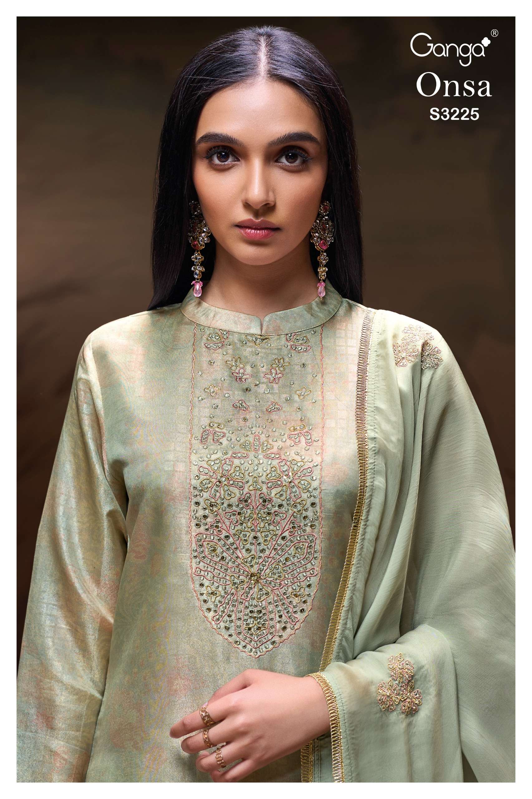 GANGA ONSA 3225 PREMIUM PURE BEMBERG SILK DRESS MATERIAL EXP...