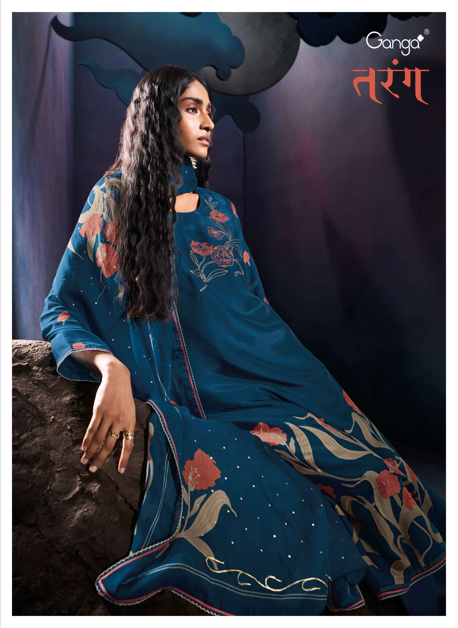 GANGA TARANG PREMIUM PURE BEMBERG SILK SUIT UNSTITCH SUPPLIE...
