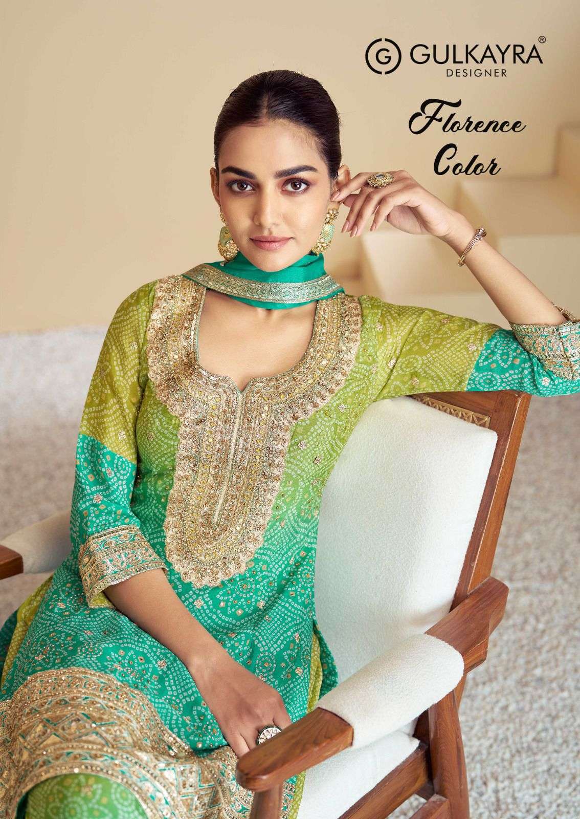 Gulkayra design Florence Color Chinon silk heavy sharara Col...
