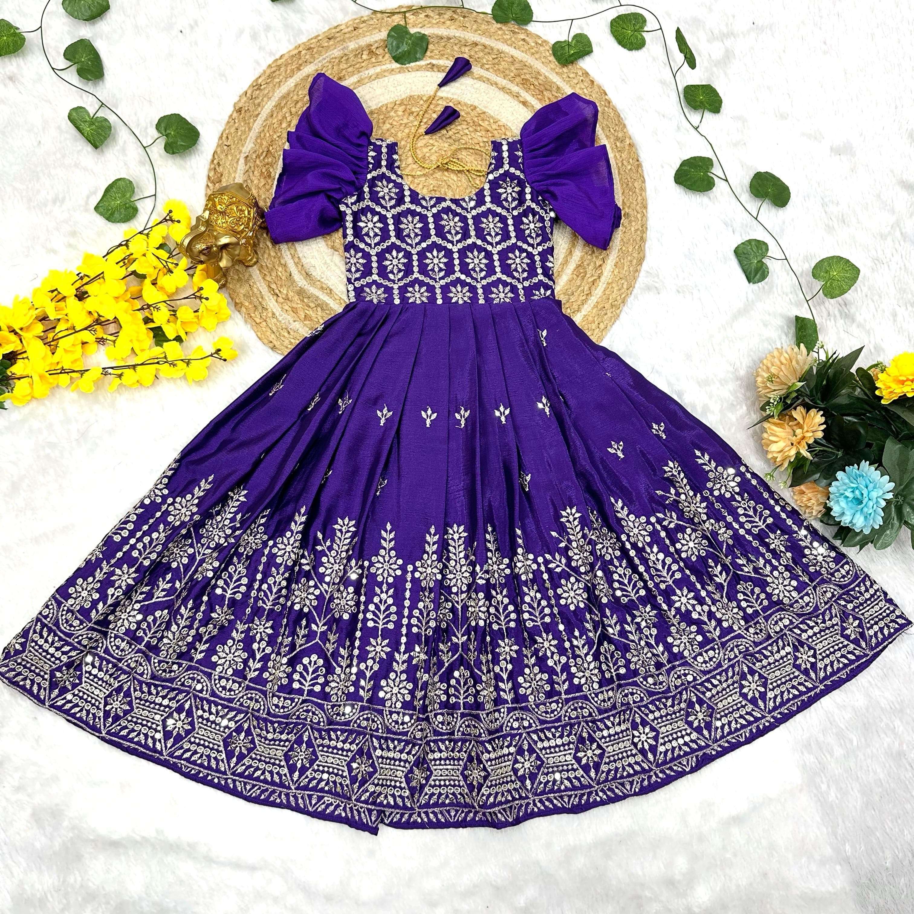 HEAVY EMBROIDERY WORK SILK FABRIC KIDS SPECIAL GOWN COLLECTI...