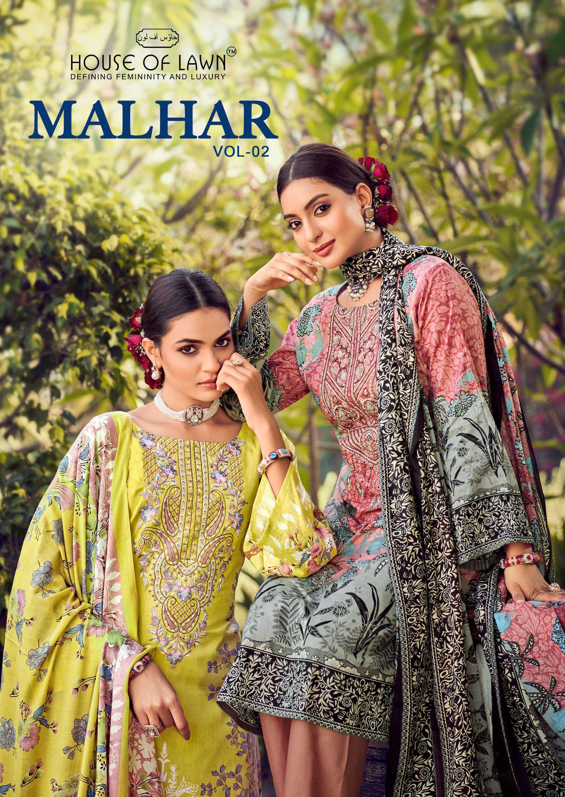 HOUSE OF LAWN MALHAR VOL 2 COTTON DESIGNER SUIT EXCLUSIVE CO...