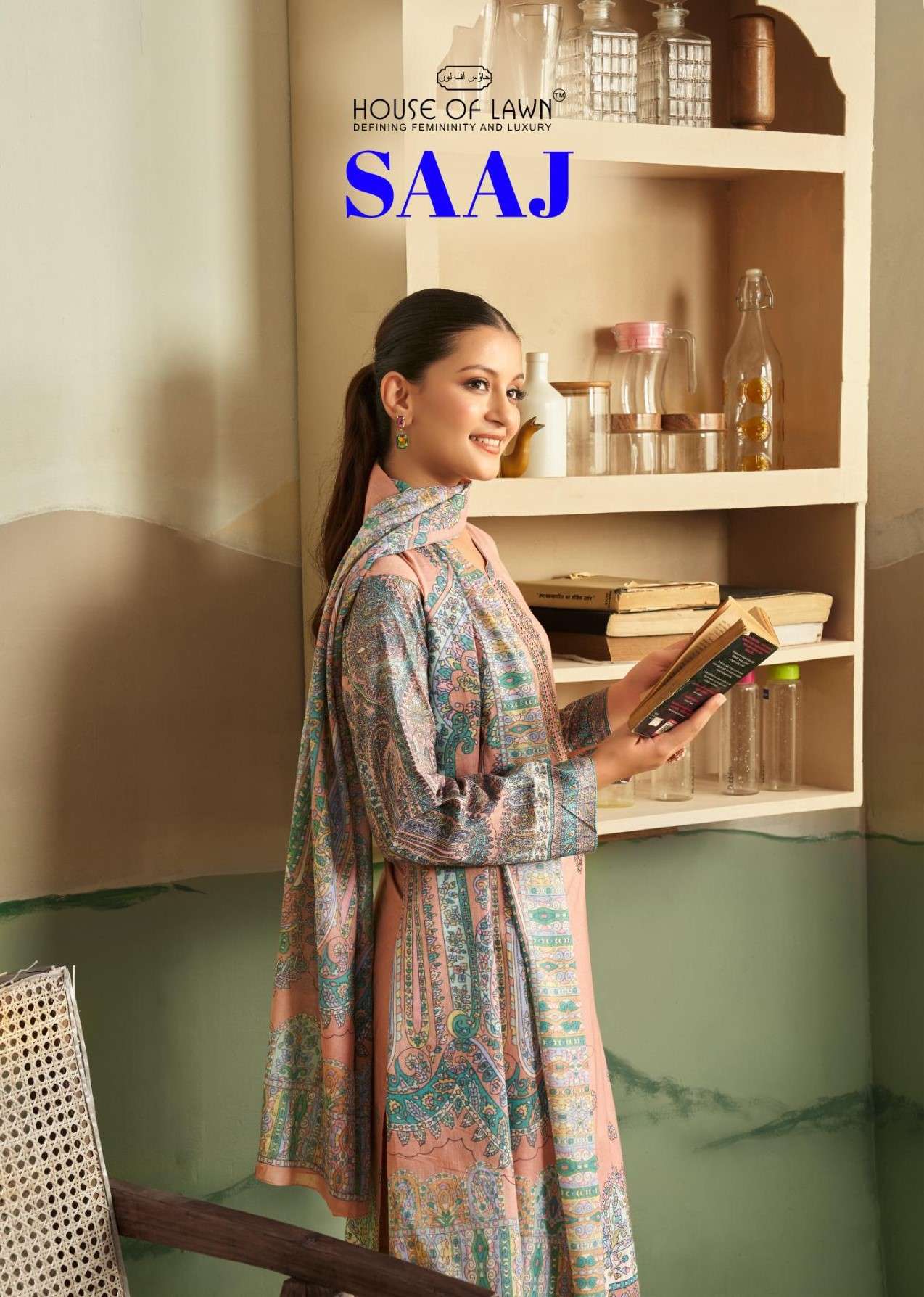 HOUSE OF LAWN SAAJ PURE JAM SATIN DIGITAL PRINTS SALWAR SUIT...