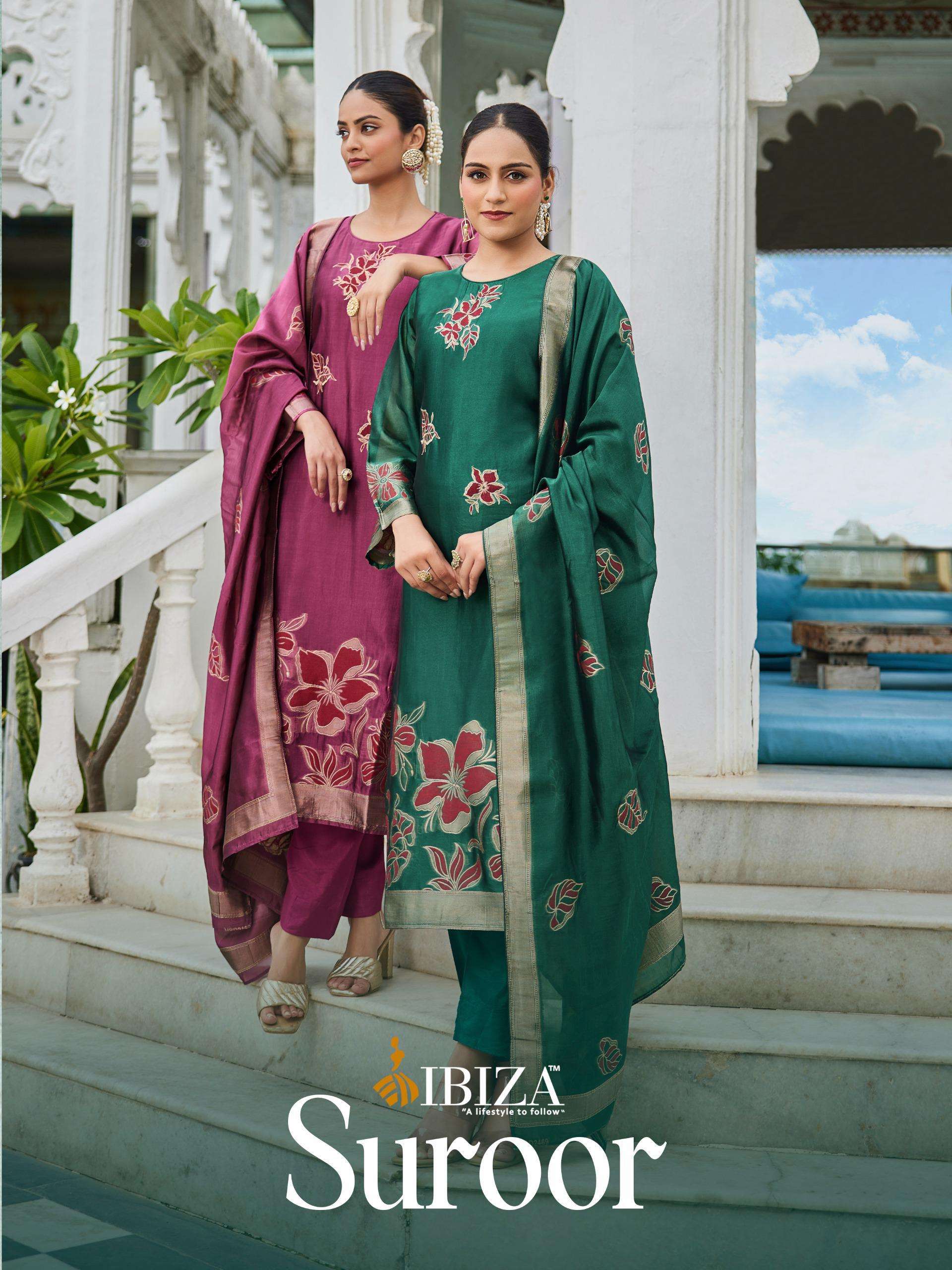 IBIZA SUROOR BANGLORY SILK JACQUARD DESIGNER SUIT WOMEN EXPO...