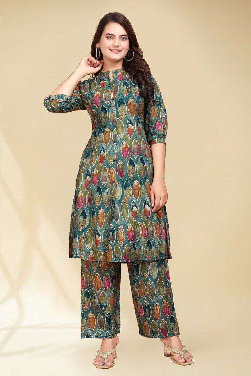 INDIAN FESTIVAL WOMEN WESTERN DRESS RAYON CORD SET COLLECTIO...