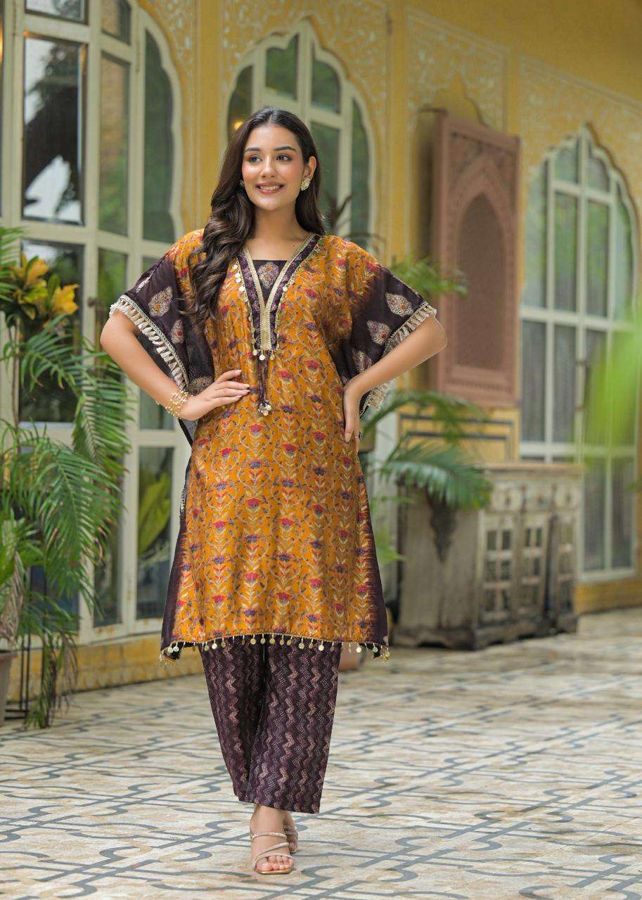 K 178 REGULAR WEAR MODAL MUSLIN KAFTAN KURTI PANT OUTFIT ETH...