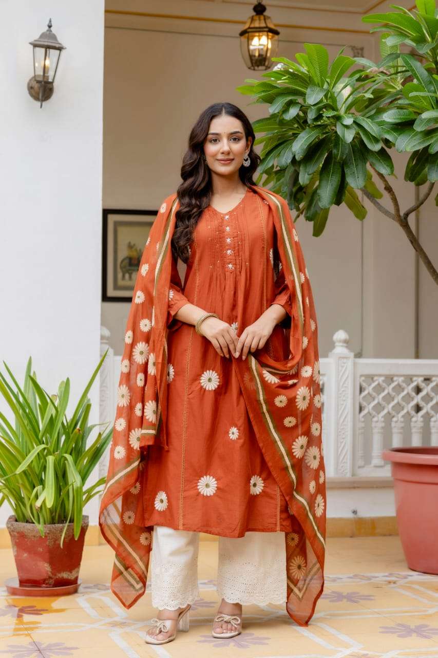 K 181 RAKHI DIWALI FESTIVAL INDIAN STYLE COTTON SUIT FOR WOM...