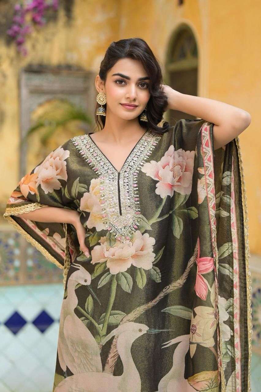 K 185 MODAL FABRIC FLOWER PRINT KAFTAN SUIT WOMEN DEALER SHO...