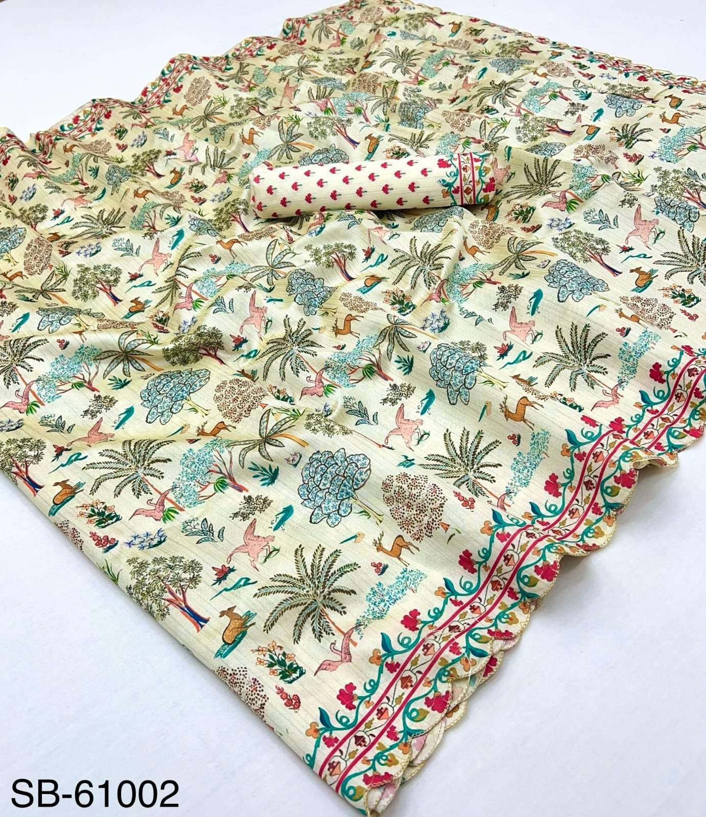 Kazari Series Shobhit Arco kalamkari printed Tusser Silk wit...