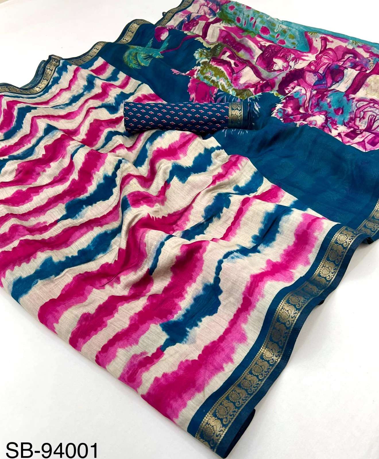 Kazari Series Sibori Cotton fabric festival special saree be...