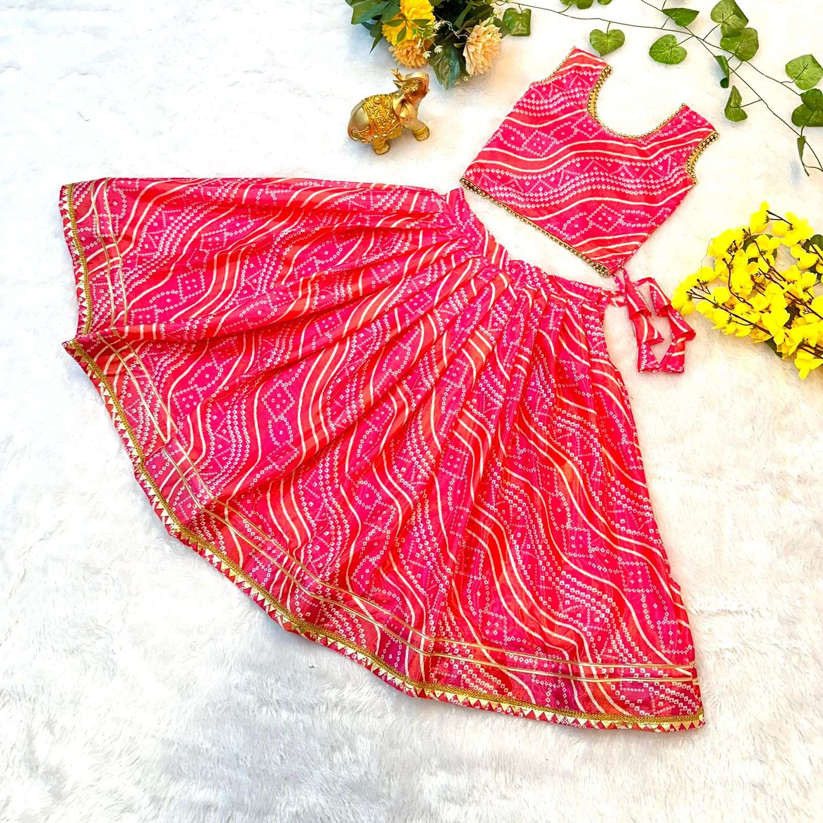 LITTLE KIDS SPECIAL NAVRATRI FESTIVAL WEAR CHINON SILK BANDH...