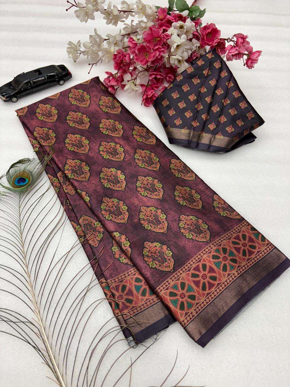 MOONSON DARK COLOR SAREE PREMIUM POLYSTER VISCOSE PRINT SARE...
