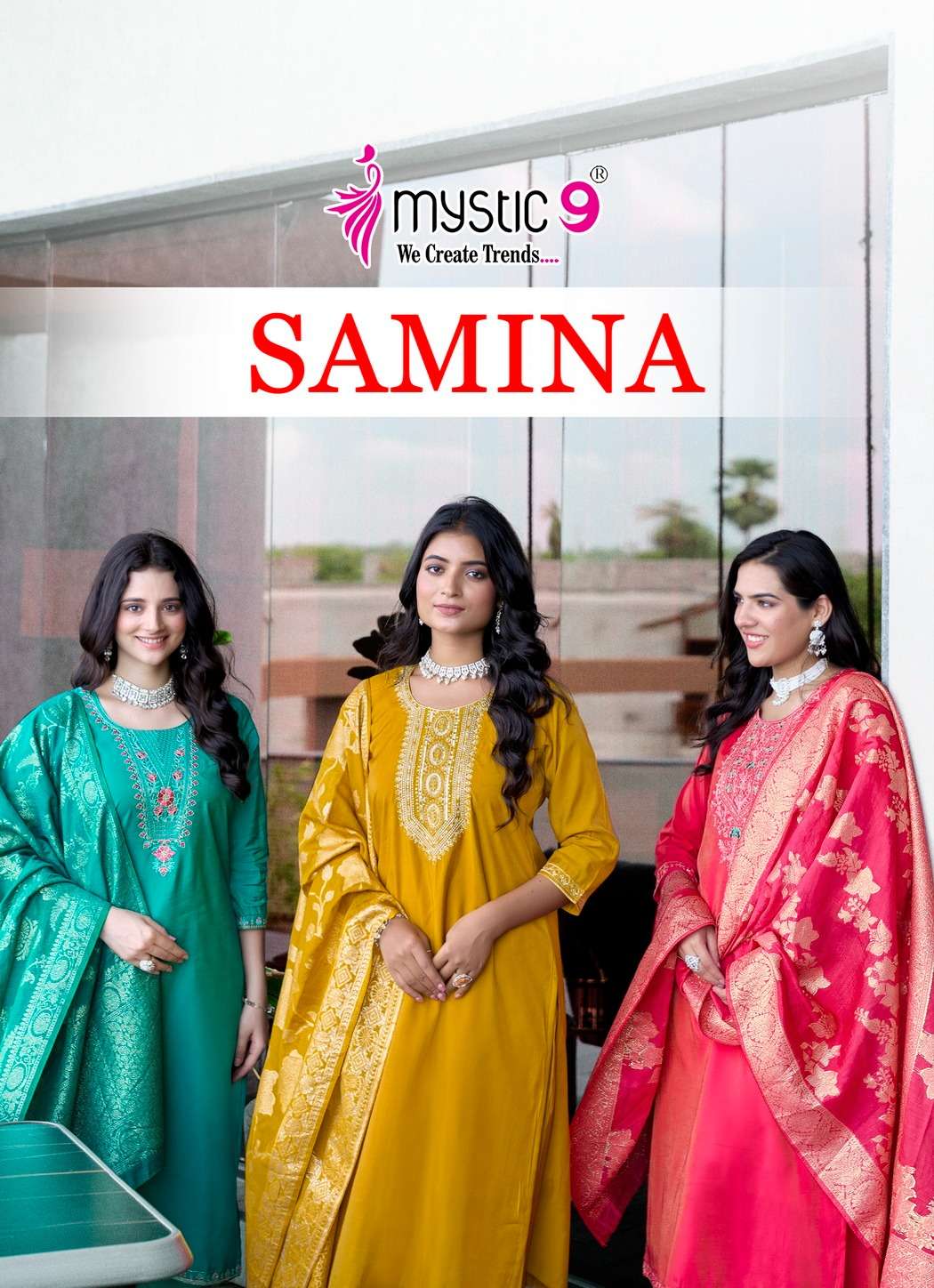 MYSTIC9 SAMINA VOL 1 ROMAN SILK SALWAR SUIT SUPPLIER IN SURA...