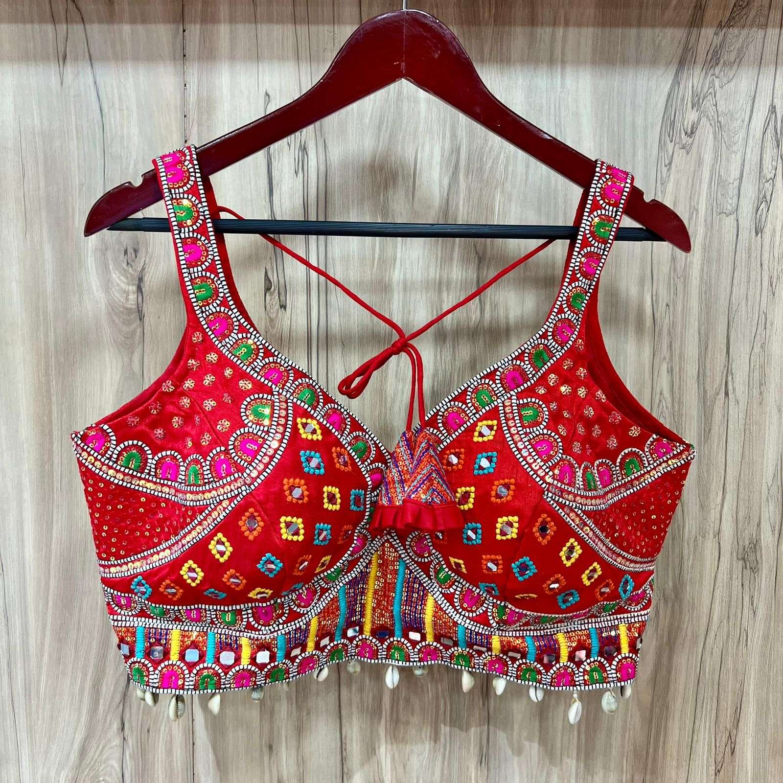 Navratri special stich real Mirror wOrk traditional look Blo...