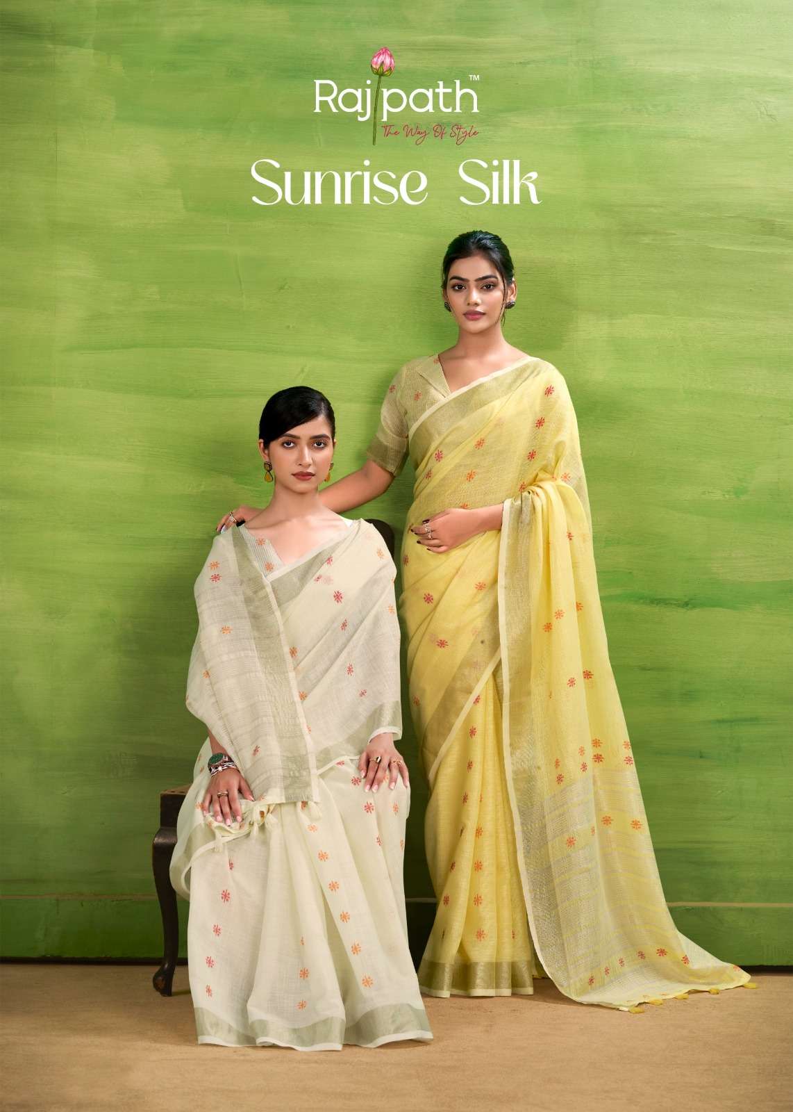 Rajpath sunrise Linen Silk light shades fancy saree best col...