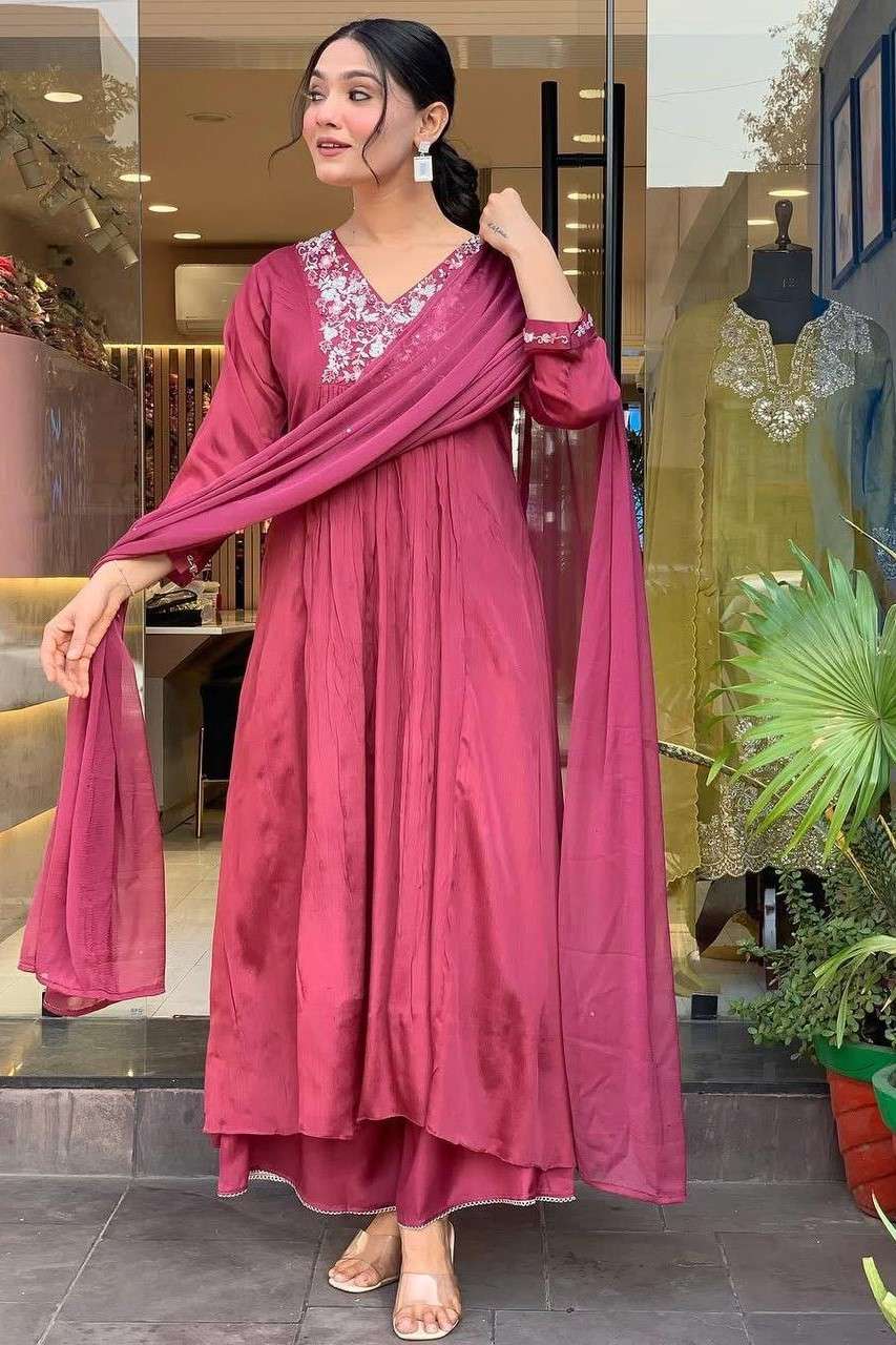 RAKHI & DIWALI FESTIVAL TRADITIONAL SUIT LADIES CHINON WORK ...
