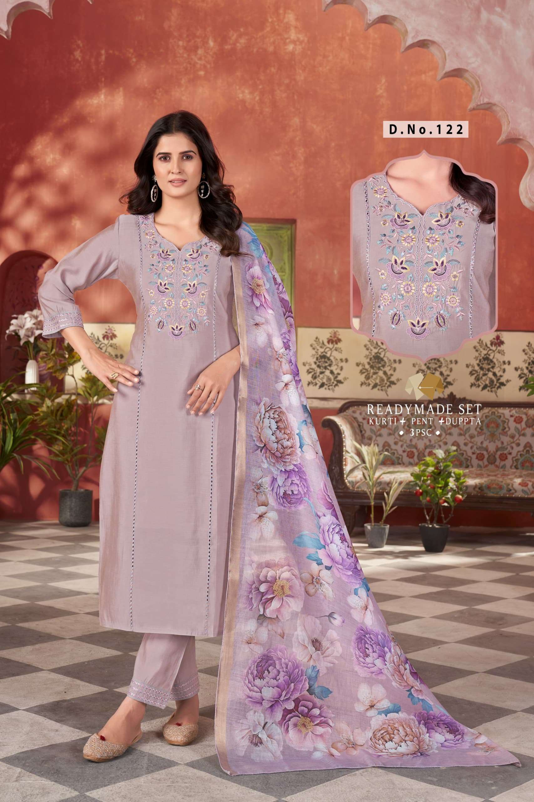 RAKHI FESTIVAL SILK EMBROIDERY READYMADE SUIT WHOLESALE AKSH...